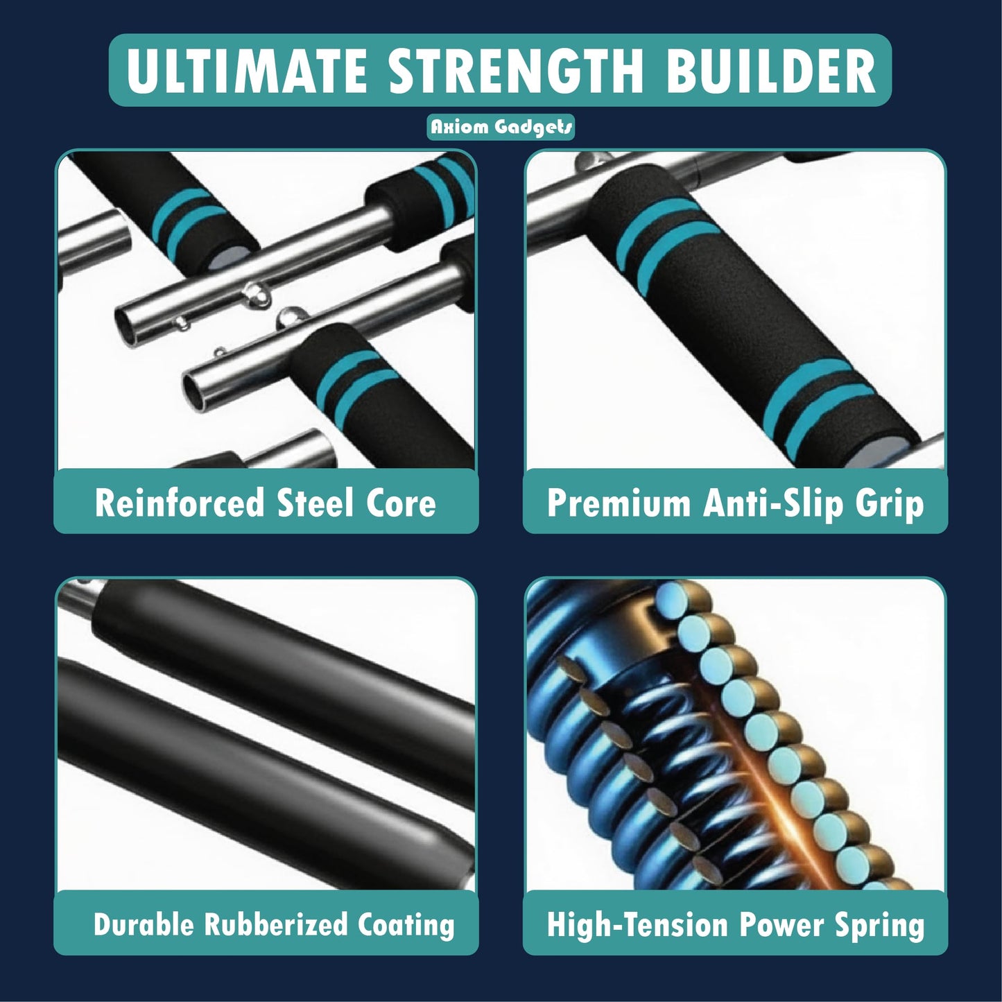 Adjustable Arm Twister Trainer, 40–130 Lbs Power Bar for Upper Body Strength, Portable Arm & Chest Workout Equipment for Men & Women, Ergonomic Anti Slip Handles, Home Gym Fitness Tool