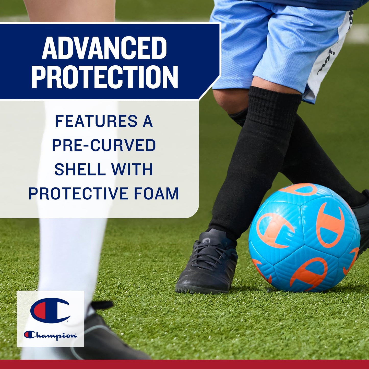 Champion Defender Elite Youth Soccer Shin Guards (S/M, Black), Slip-in Curved Plastic Plate and EVA Foam Interior for a Contoured Fit, for Boys/Girls Soccer Game