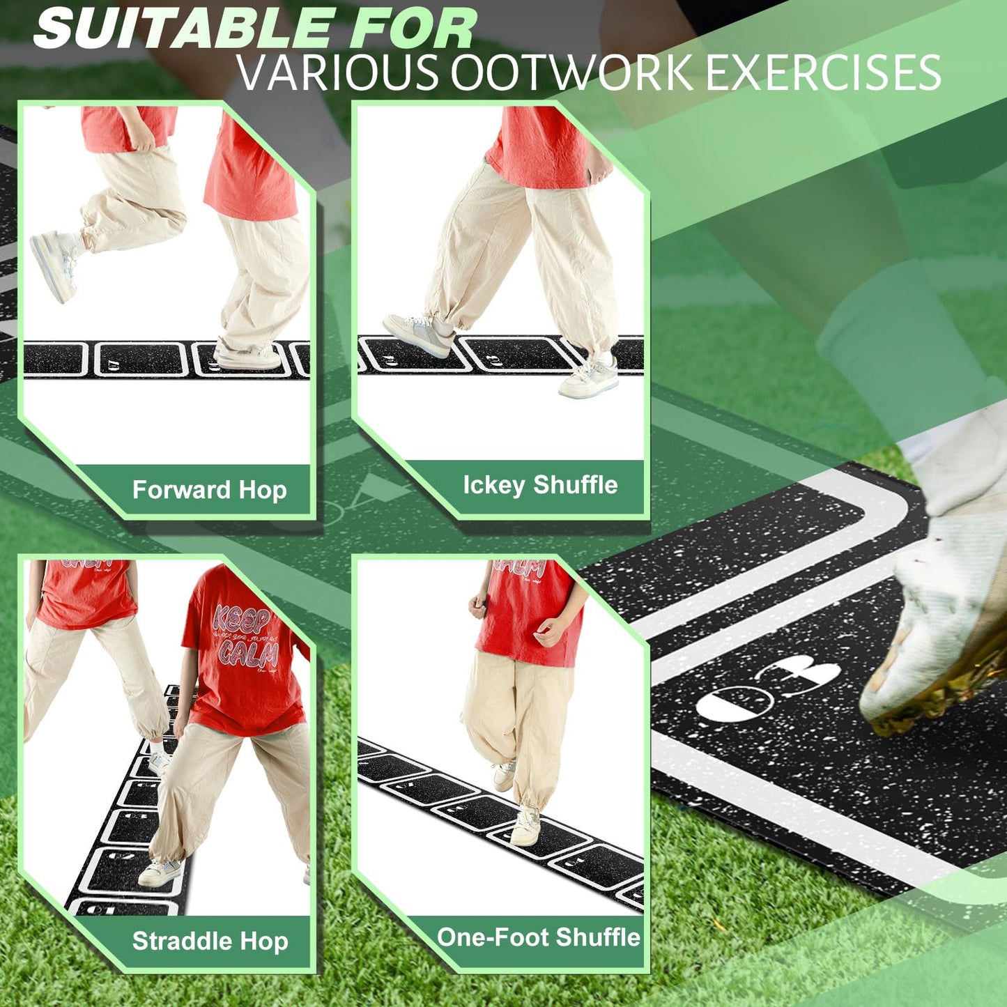 WinnerWhy 15 ft Rubber Agility Ladder Non-Slip Rubber Speed Agility Training Ladder Pad for Soccer Football Footwork Training Equipment for Fitness Boxing Sports Quick Exercise Gym Workout