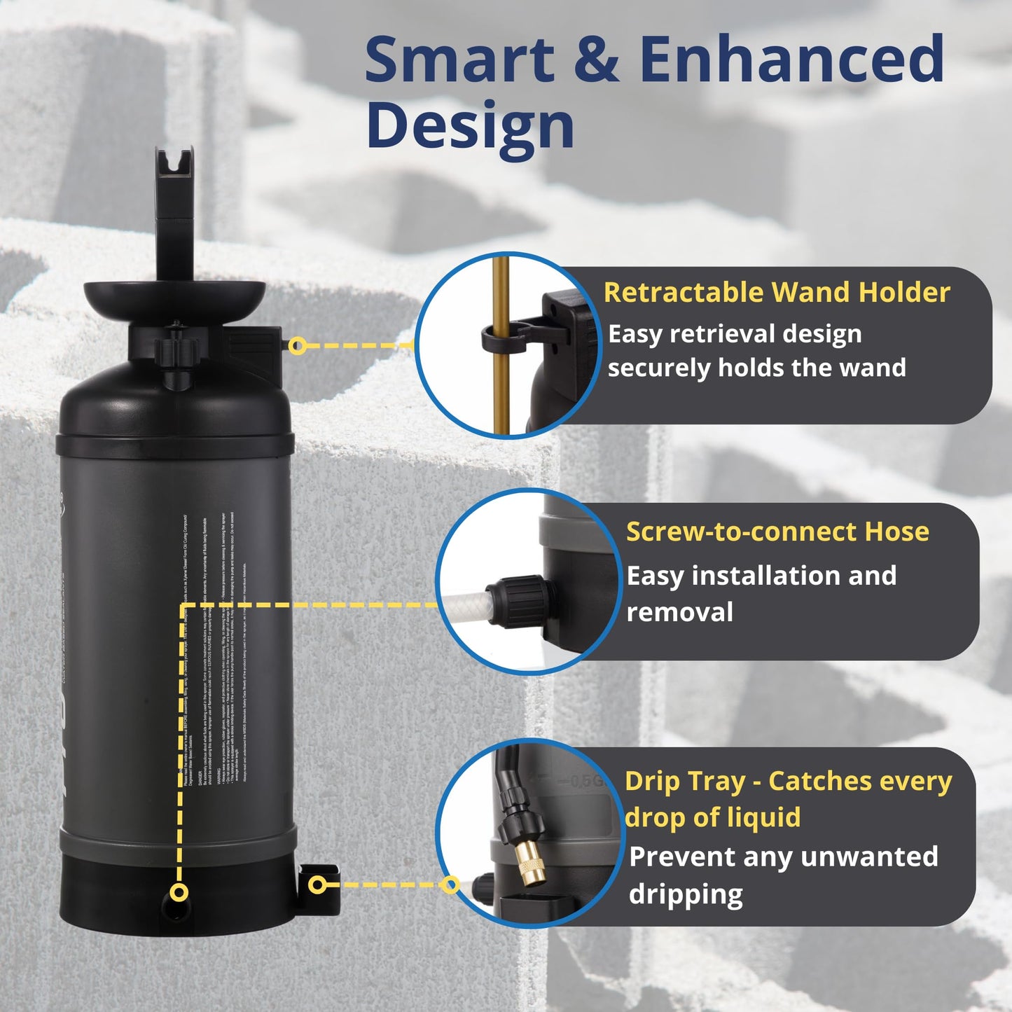 Sprayers Plus 603 Air Booster Concrete Sprayer, Battery Powered Construction Sprayer, Adjustable Pressure, Industrial-Grade Durability,Concrete Applications, Form Oils, Blench,2 Gallon