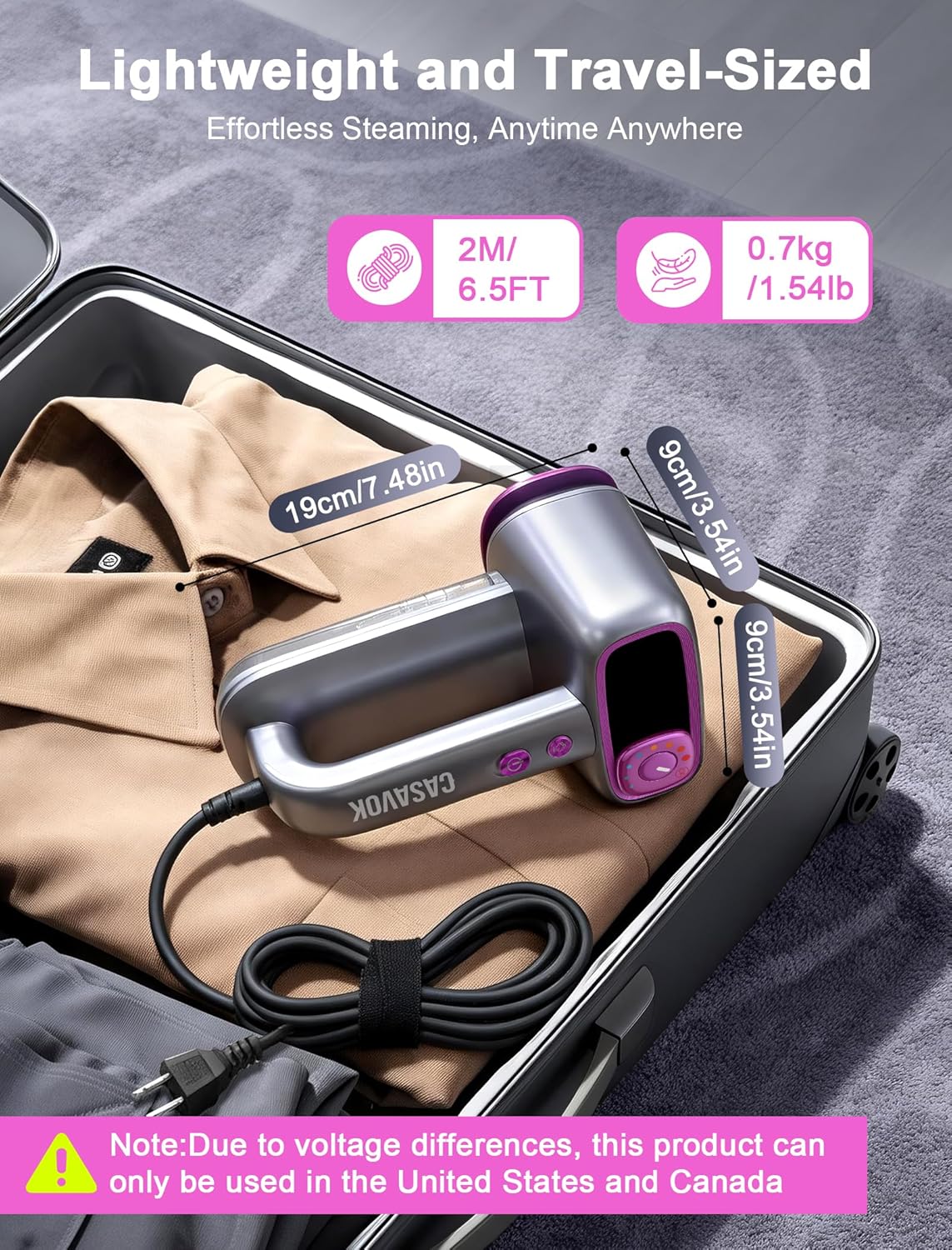 Skiennix Travel Steamer - 2-in-1 Handheld Clothes Steamer with 160ml Water Tank | 6 Steam Modes