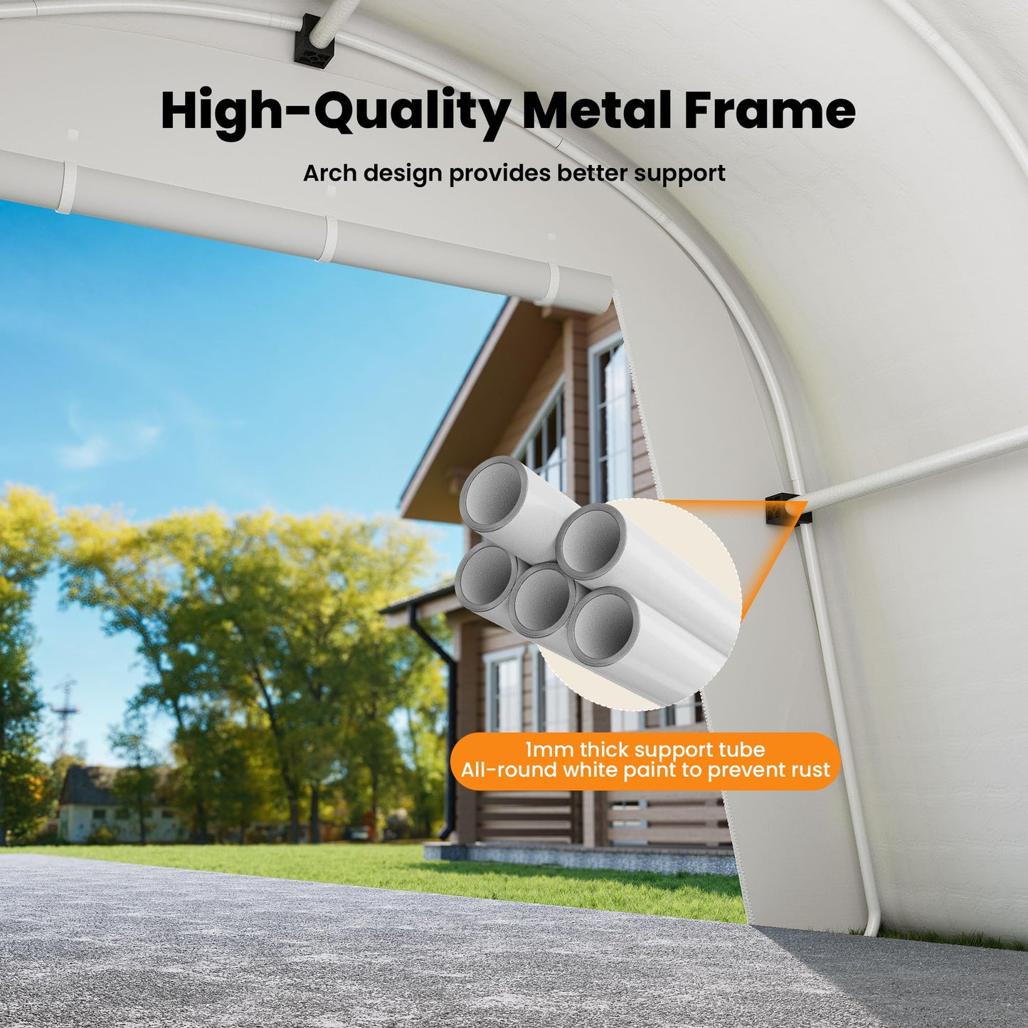 COSIEST 13'×20' Storage Shelter Outdoor Round Carport, Heavy-Duty Garage Canopy with Dual Roll-Up Doors Weatherproof PE Cover, Multi-Purpose Vehicle/Tractor Shed for Backyard/Driveway/Farm(Gray)