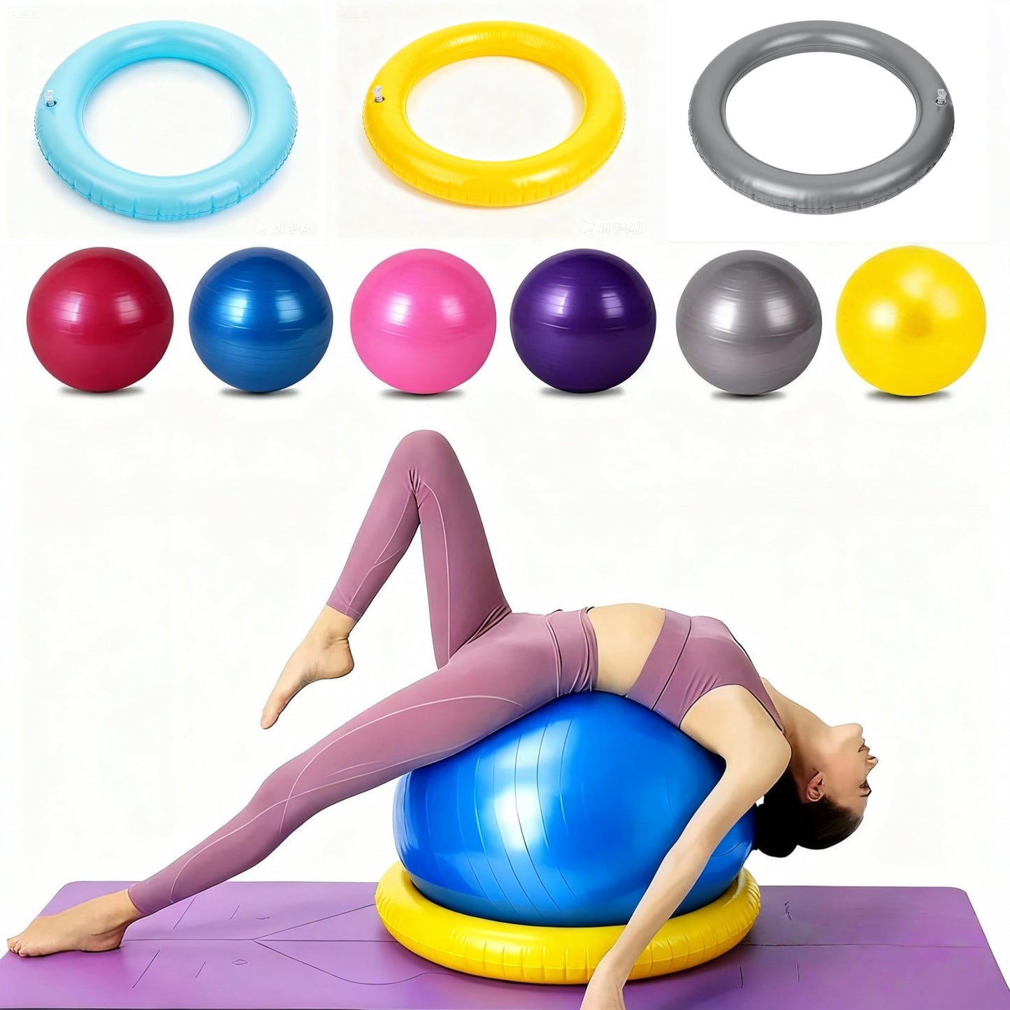 IRUZJZC Yoga Ball stabilizer Base with Anti Slip Ring - Used for Home Gyms and Offices, PVC Fitness Ball Holder with Anti Slip Stability and Enhanced Safety (Yellow)