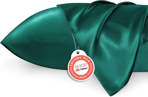 Bedsure Satin Pillowcases - Luxurious Silk-Like Queen Size Set of 2 | Dark Green, 20x30 Inches