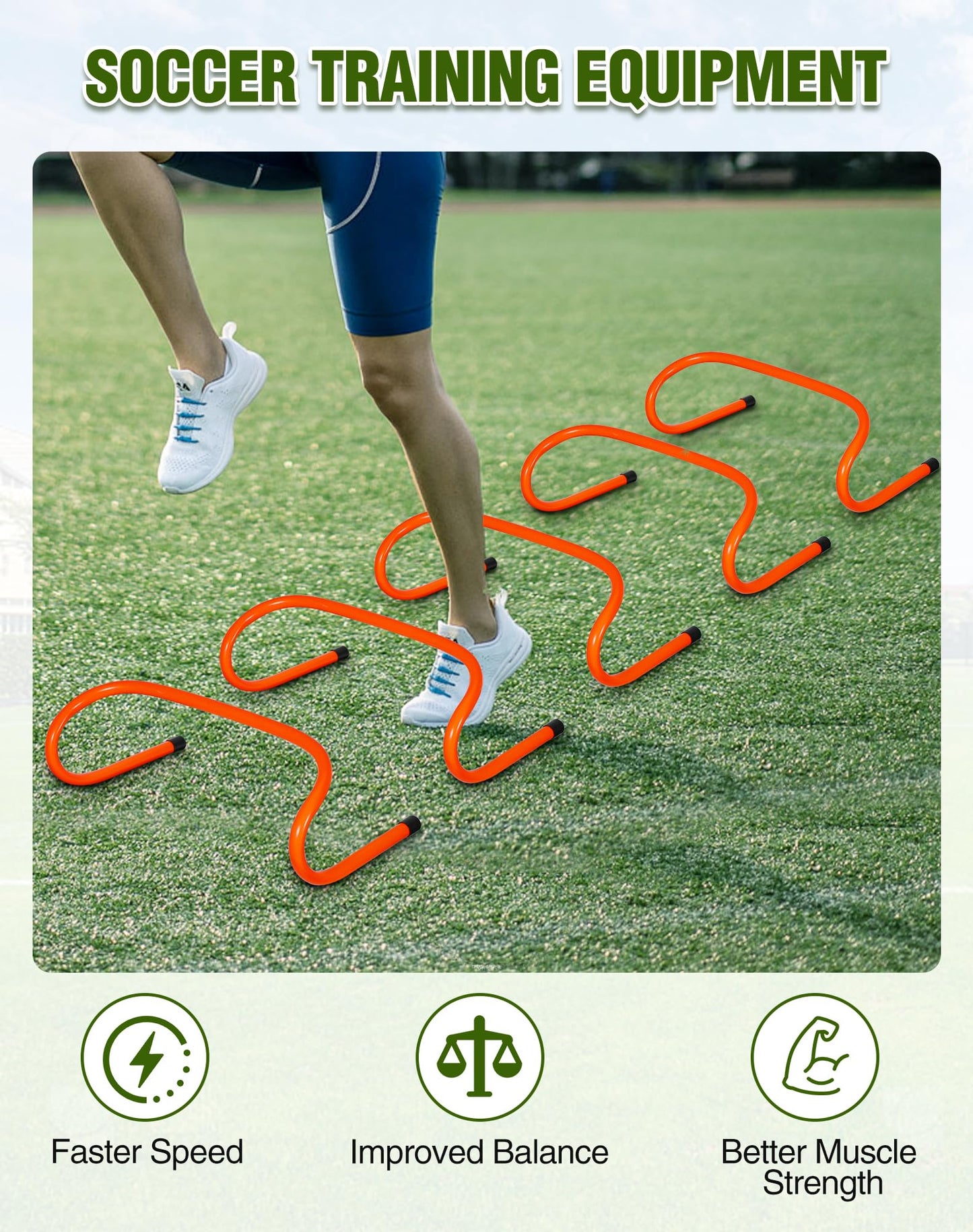 Lineslife 10 Pcs 6" Agility Training Hurdles,Speed Training Hurdles - Includes Agility Hurdles,Soccer Training Equipment for Youth Adults