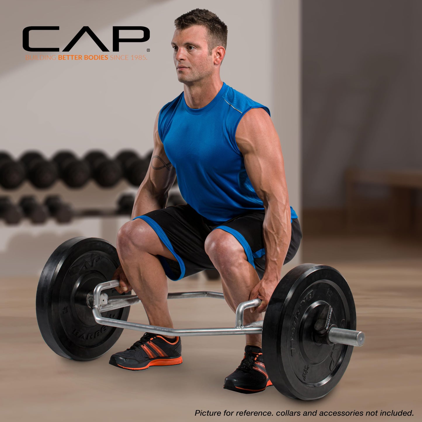 CAP Barbell Olympic Hex Trap Bar with Combo Grips, Shrug Deadlift Bar - Chrome
