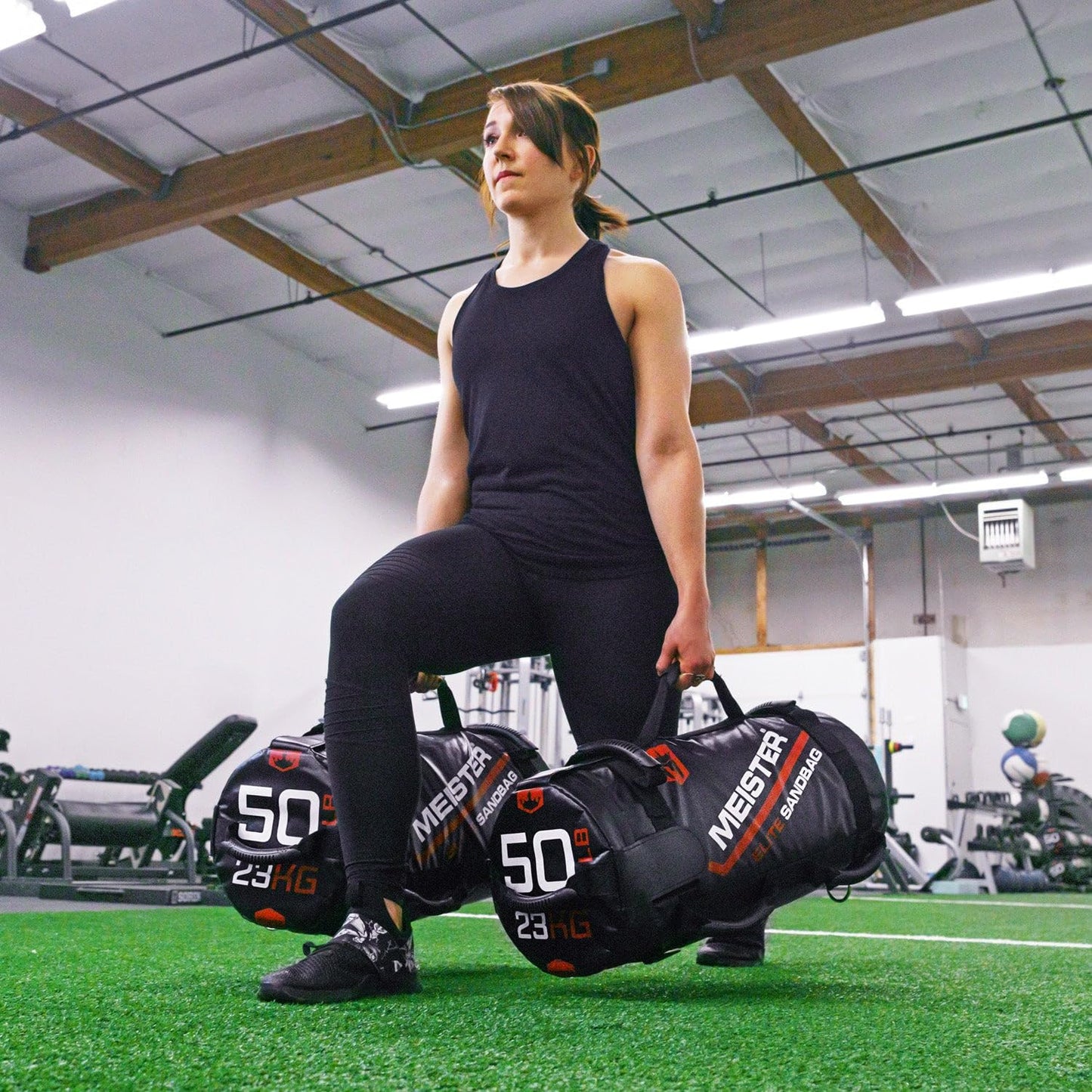 Meister 50lb Elite Fitness Sandbag Package w/ 3 Removable Kettlebells - Black