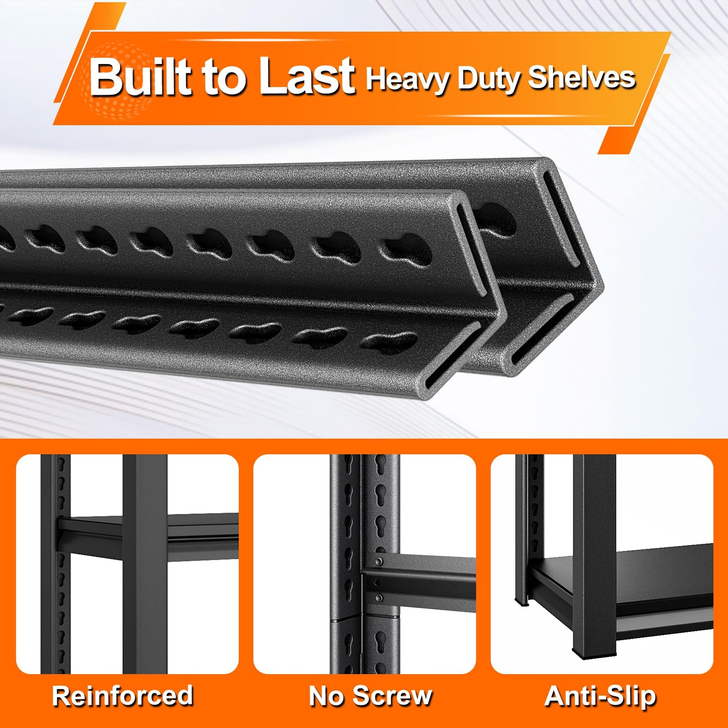 Huhaneon Metal Storage Garage Shelving - 3 Tier 48'' Wide 1,650 Lbs Heavy Duty Utility Shelves Freestanding - Adjustable Rack Units for Kitchen Pantry Basement - 48" W x 16" D x 39" H Black