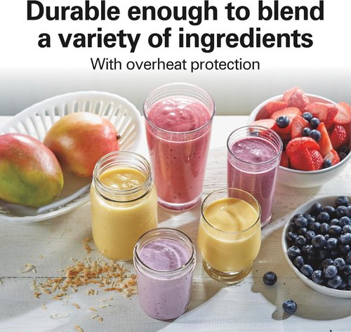 Hamilton Beach Portable Blender - 14 Oz BPA-Free Travel Cup & Lid | Durable Stainless Steel Blades for Smoothies & Shakes