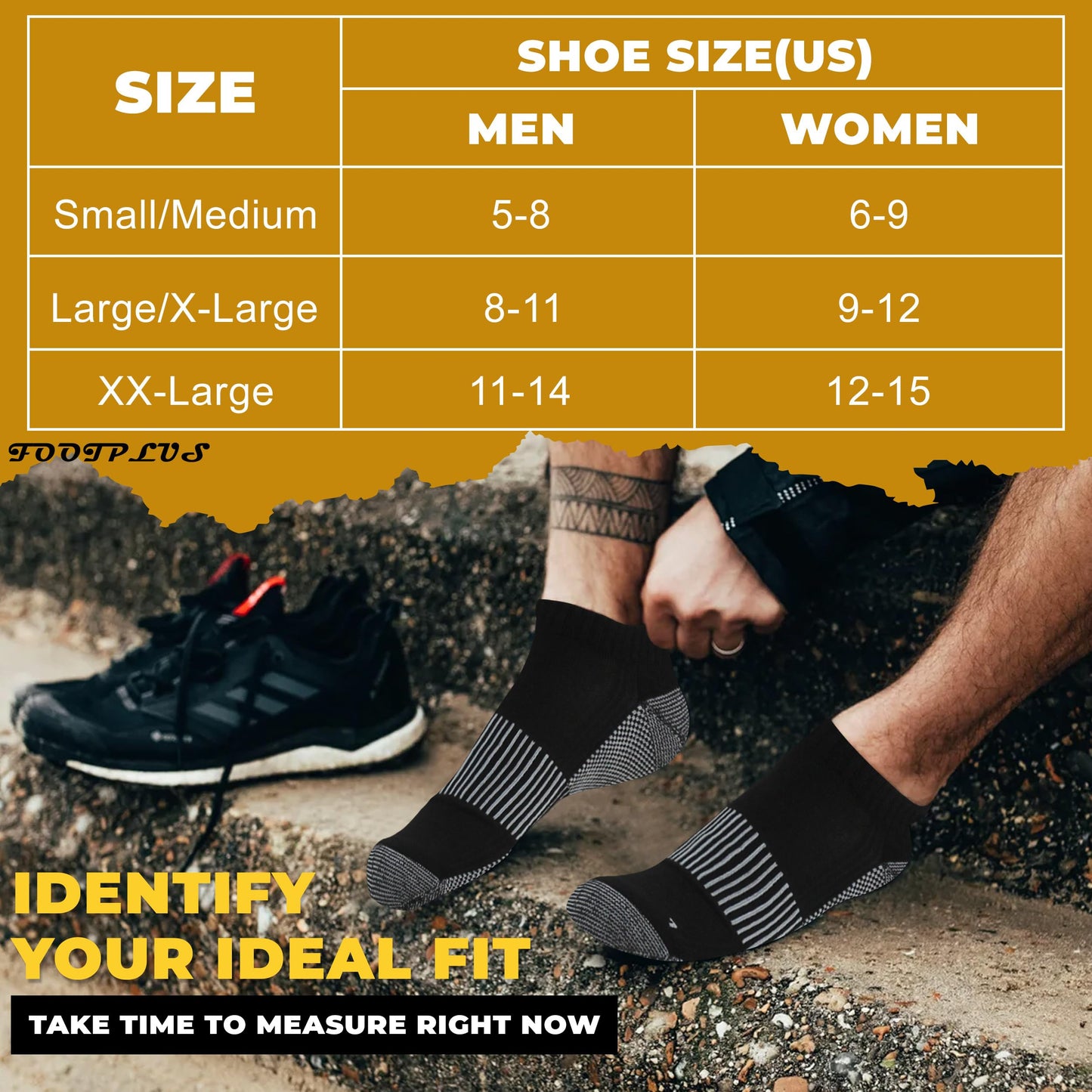 FOOTPLUS 6 Pairs Copper Running Socks,Men Women Thick Cushioned Low Cut Jogging Golf Tennis Arch Support Compression Marathon Athletic Sweat Ankle Yoga Gym Travel Socks,Black, L