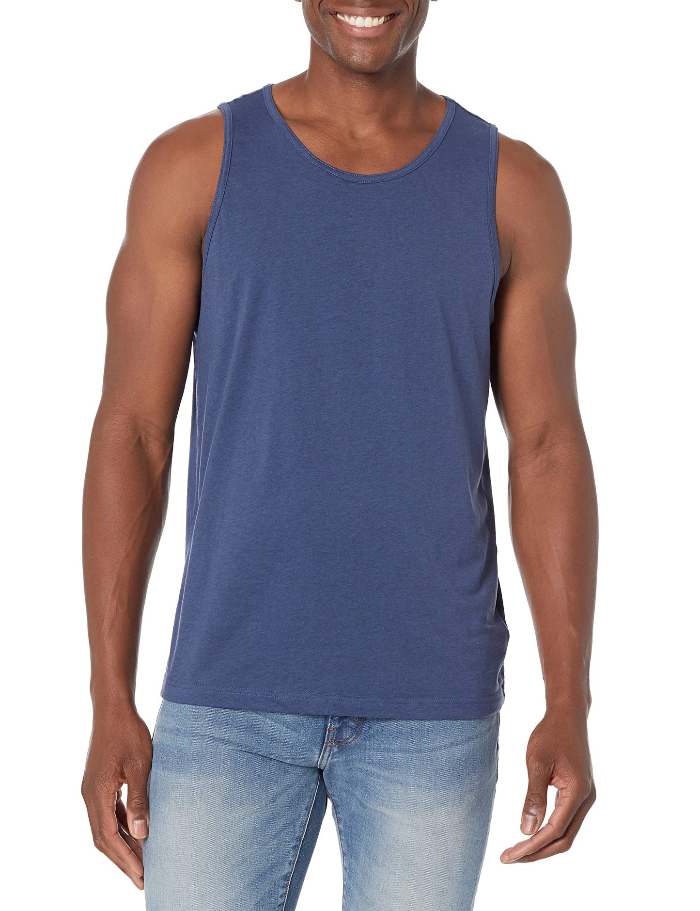 Amazon Essentials Men's Regular-Fit Sleeveless Tank Tops, Blue Heather, Large