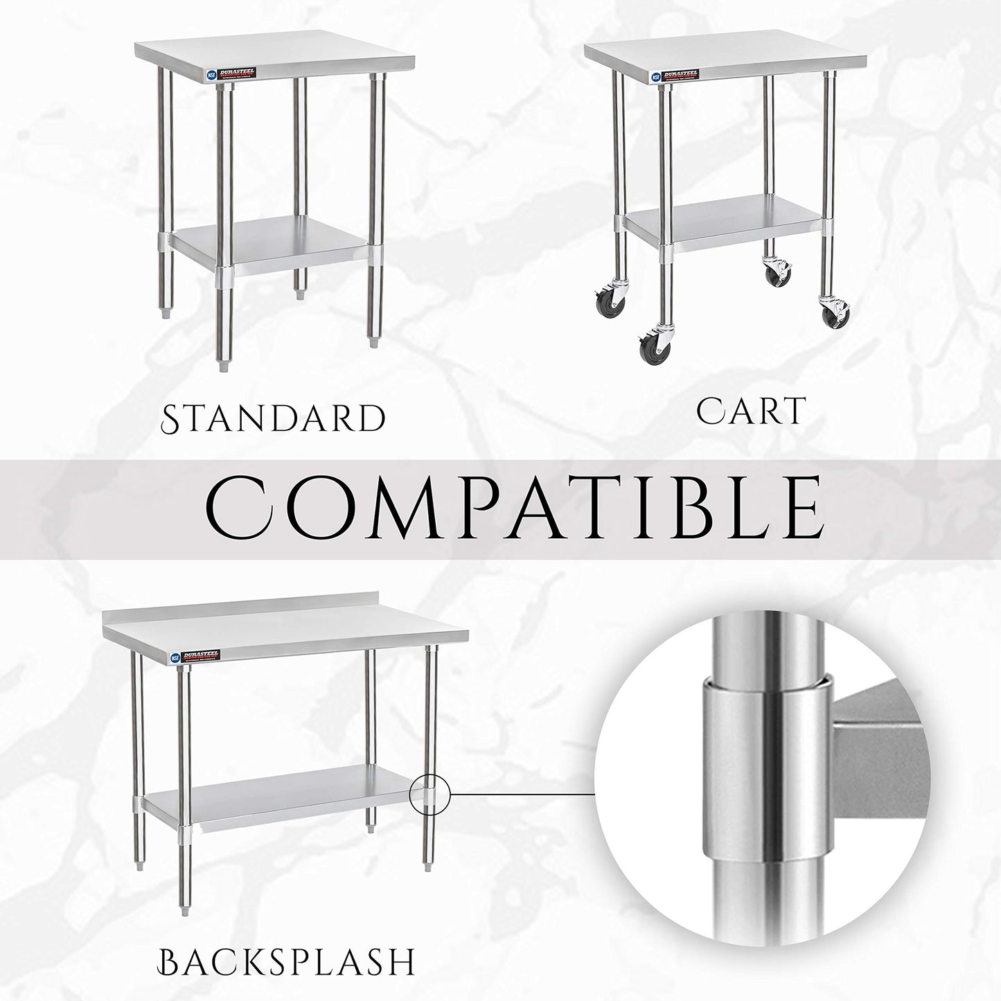 DuraSteel Galvanized Under Shelf for Work Tables - Extra Adjustable Lower Shelf for 30'' x 60'' Stainless Steel and Wooden Worktables - Fits for use in Restaurant, Warehouse, Home, Kitchen, Garage