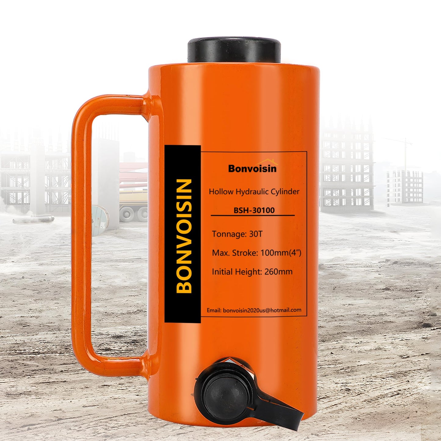 Bonvoisin 30T 4 Inch Hollow Hydraulic Cylinder Jack Porta Power Ram Single Acting Lifting Cylinders 4" Stroke for Machinery Shipbuilding