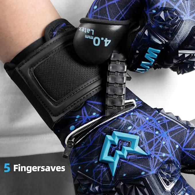 WVVOU Soccer Goalie Gloves for Adults and Youth, High Performance Goalkeeper Gloves with 5 Detachable Finger Saves, Soccer Gloves with 4mm Sticky Latex Palm