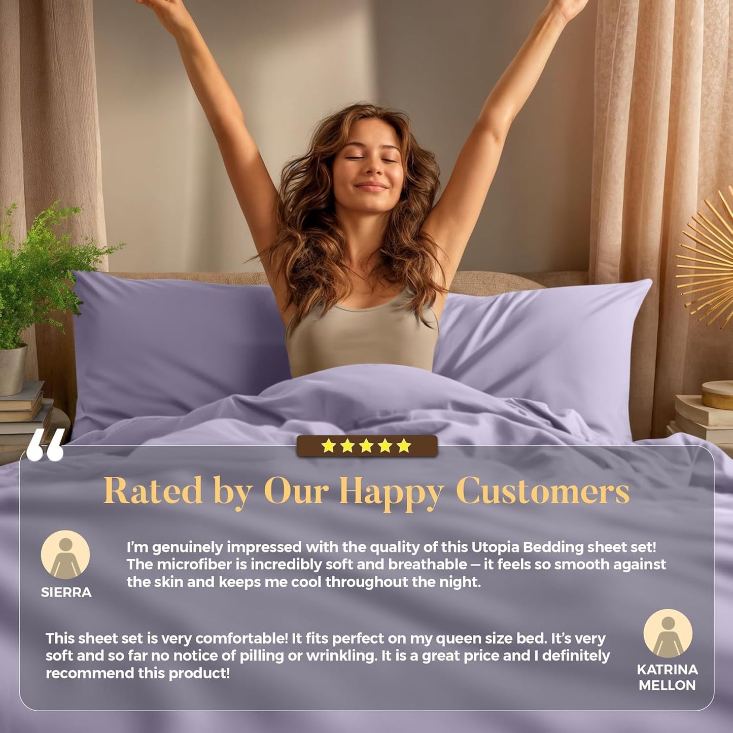 Utopia Bedding Twin XL Sheet Set - Soft & Breathable Microfiber, 3-Piece in Lavender | Oeko-Tex Certified