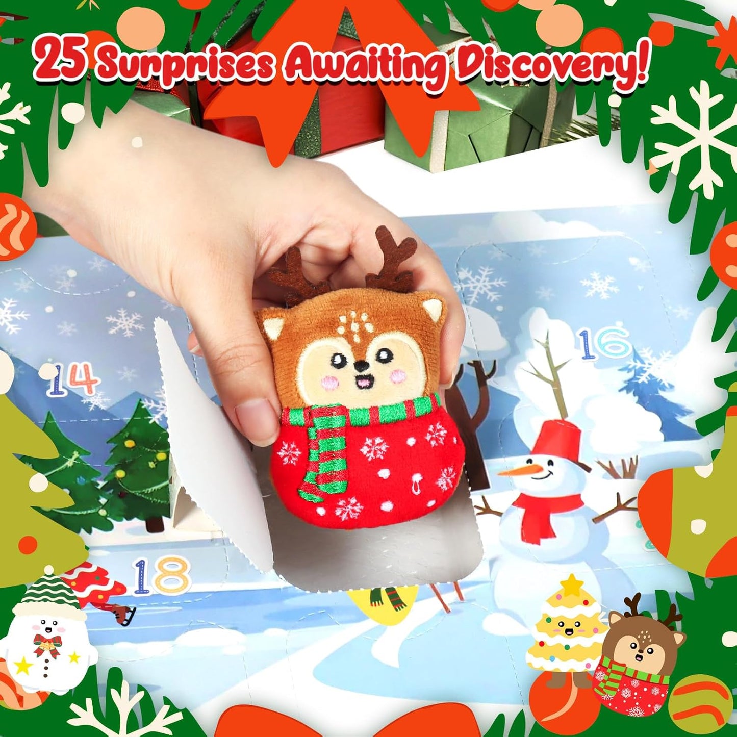Advent Calendar 2025 - Mini Plush Advent Calendar with 25 Cute Emotional Plushies | Perfect Holiday Gifts for Kids & Collectors