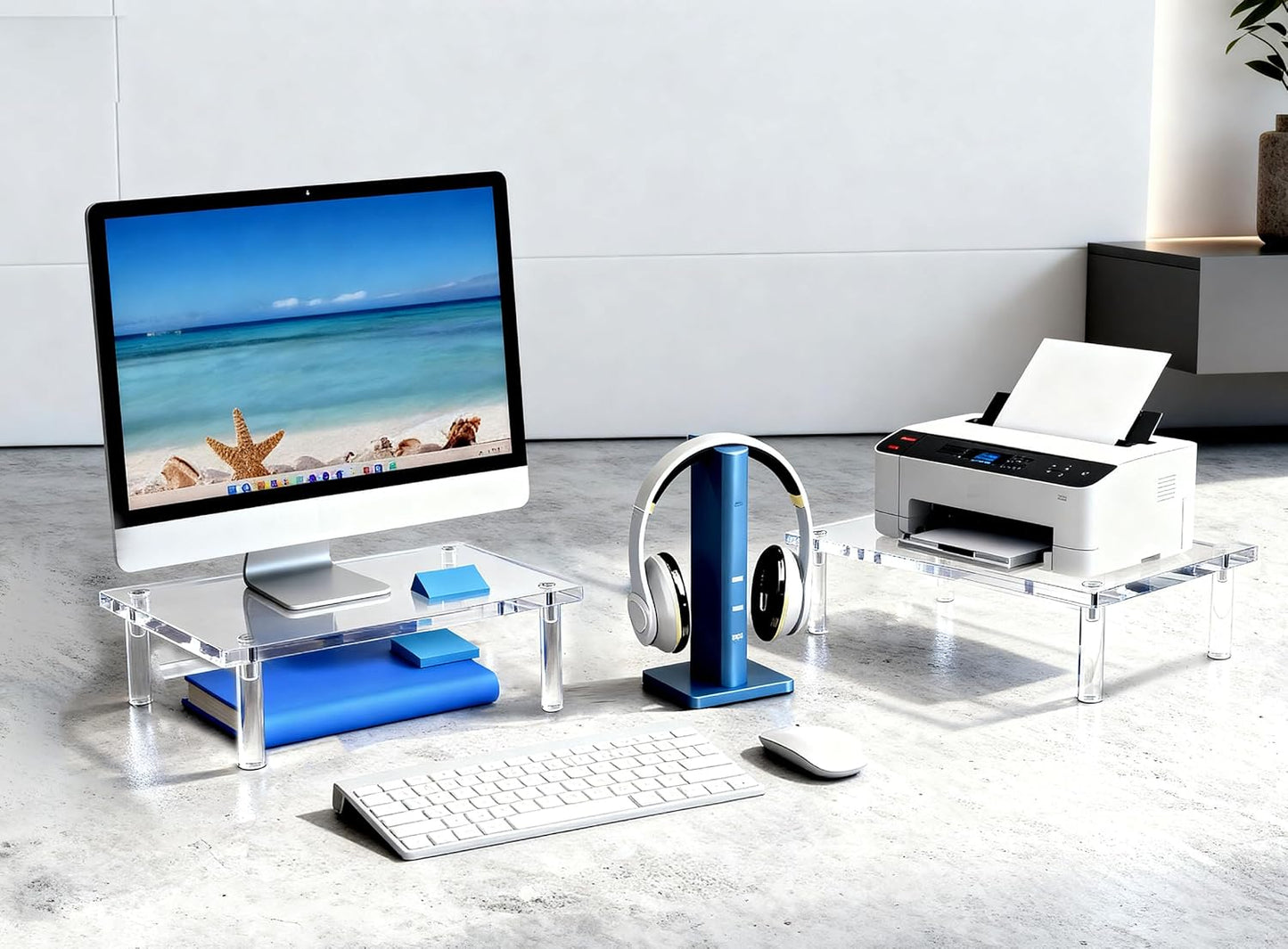 10mm 14.5'' 9'' 3.4'' (1 Jusalpha Acrylic Monitor Stand - Thickness Clear Platform - x x Desktop/ Laptop/ Monitor Riser