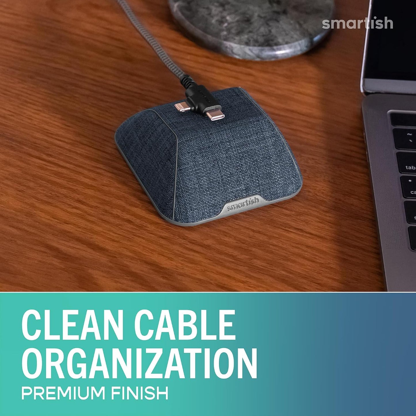 Smartish Magnetic Cord Holder - Cable Wrangler Organizer with Magnet Clips for Charger Management on Desktop