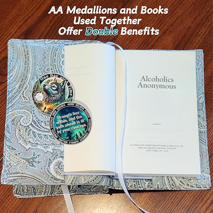 One Day at a Time 14 Year Sobriety Coin - Recovery Aurora Forest Wolf AA Coins - Addiction NA AA Chips and Medallions - Celebrate 1-30 Living Clean Narcotics Alcoholics Anonymous Gifts for Men Women