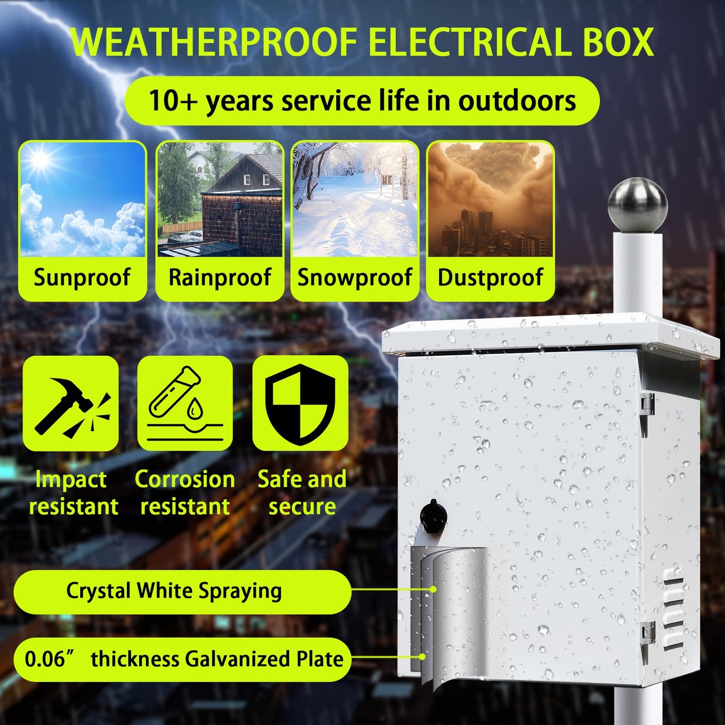 SWPEC Nema Enclosure with Rain Hood Weatherproof Junction Electric Breaker Box with Fan-Vent Design Electrical Cabinet with Mounting Track Hole in Back 16X20X12