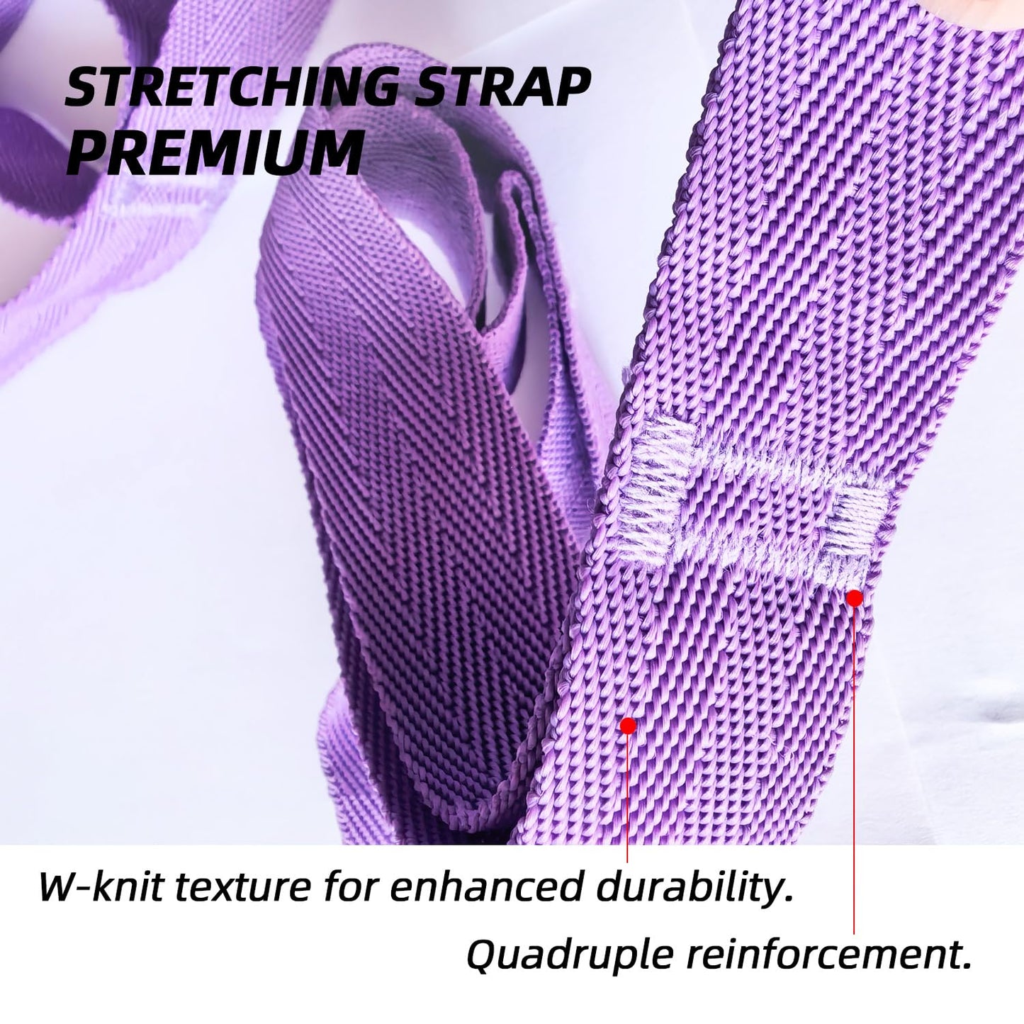 EZYA Stretching Strap with Loops, Non-Elastic Yoga Strap for Physical Therapy & Home Rehab, Mobility Exercise Strap for Pilates, Dance & Gymnastics