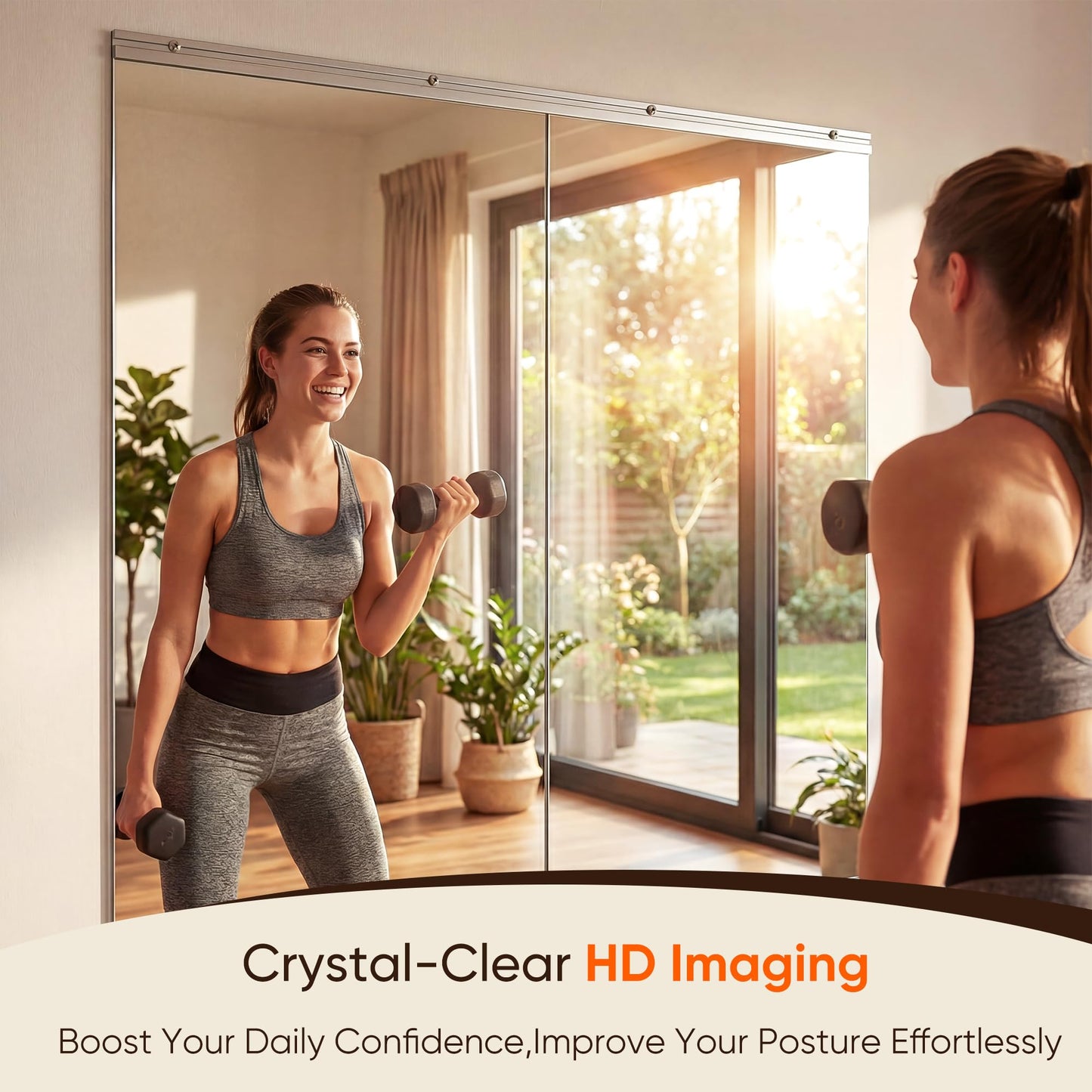 Antok Home Gym Mirror 55"x28" 2PCS, Large Full Length Wall Mounted Mirrors, Frameless Tempered Glass Full Body Mirror for Gym Yoga Dance Studio Garage Bedroom & Bathroom