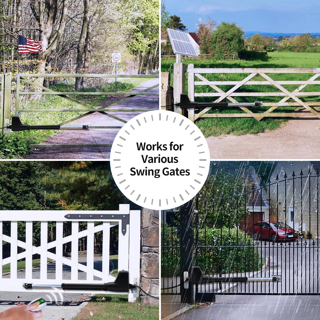TOPENS AT12131S Solar Single Swing Gate Opener Heavy Duty Automatic Gate Motor for Single Swing Gates Up to 18ft, Electric Driveway Gate Operator AC Powered with Solar Panel Remote Control Kit