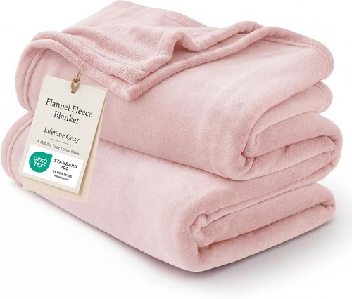 Bedsure GentleSoft Fleece Bed Blanket - Cozy Lightweight Plush Microfiber, Full Size Pink, 84x90 Inches