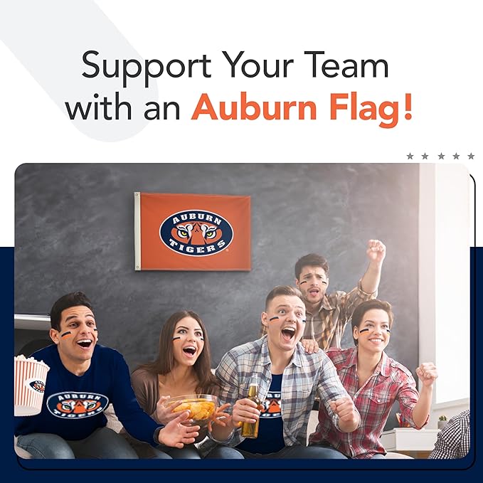 Auburn Tigers College Sports Printed Flag - NCAA Licensed - Nylon - School Banner (Orange) (2' x 3')