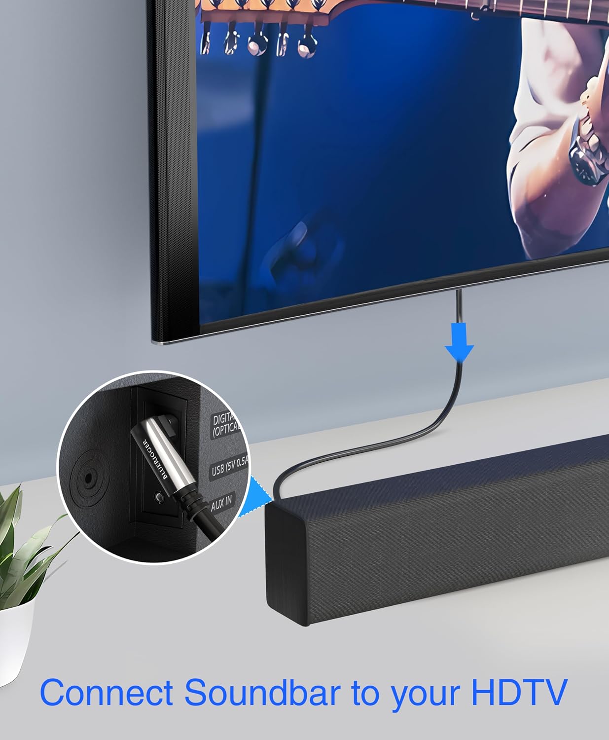 35FT (90 360 BlueRigger Optical Audio Toslink Cable - Degrees Optical Cable for Soundbar, Degree Rotatable Right Angle