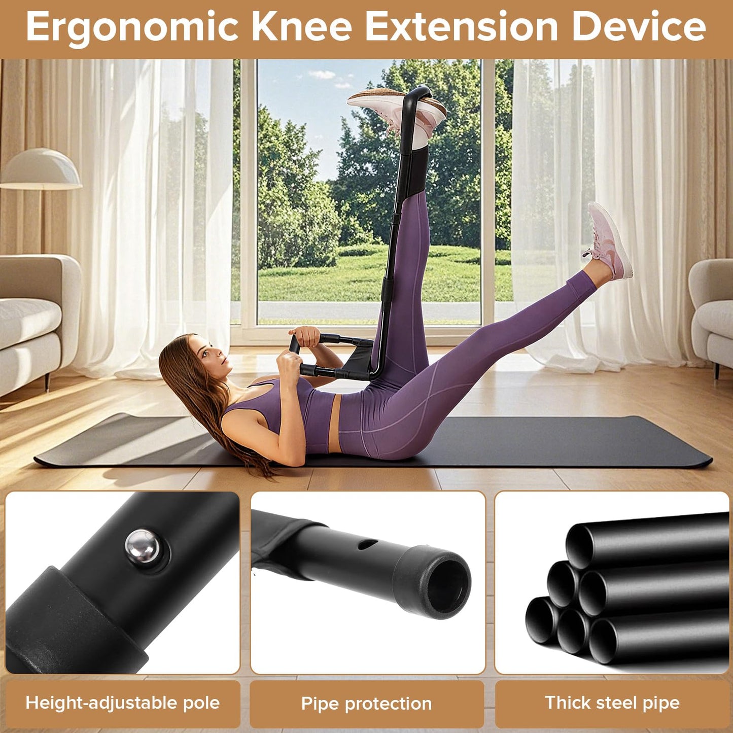 Hamstring Stretcher, Knee Extension Device for Knee Extension & Pain Relief, Adjustable Low Back, Calf, Leg & Hip Stretching Device for Flexibility, ACL Surgery Recovery Physical Therapy Equipment