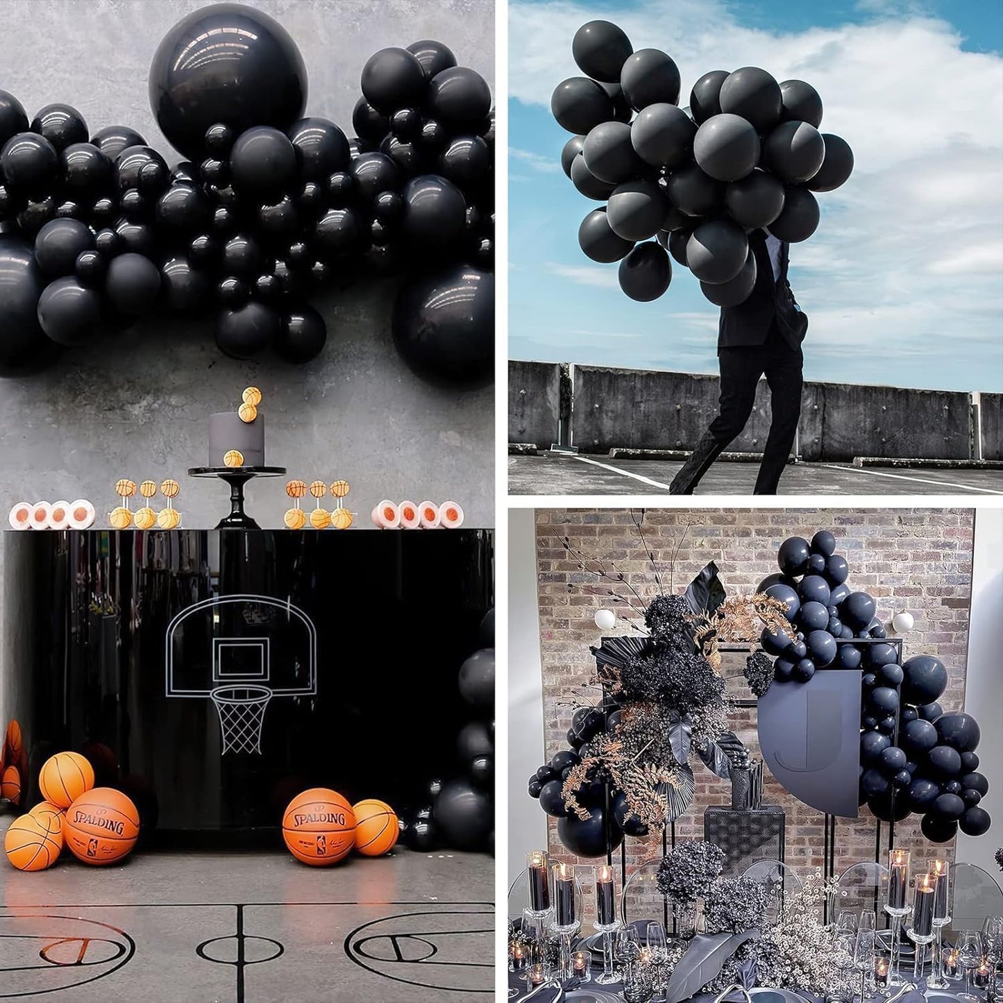 PartyWoo Black Balloons - 50 Pcs 12 Inch Matte Latex Helium Balloons for Parties & Events