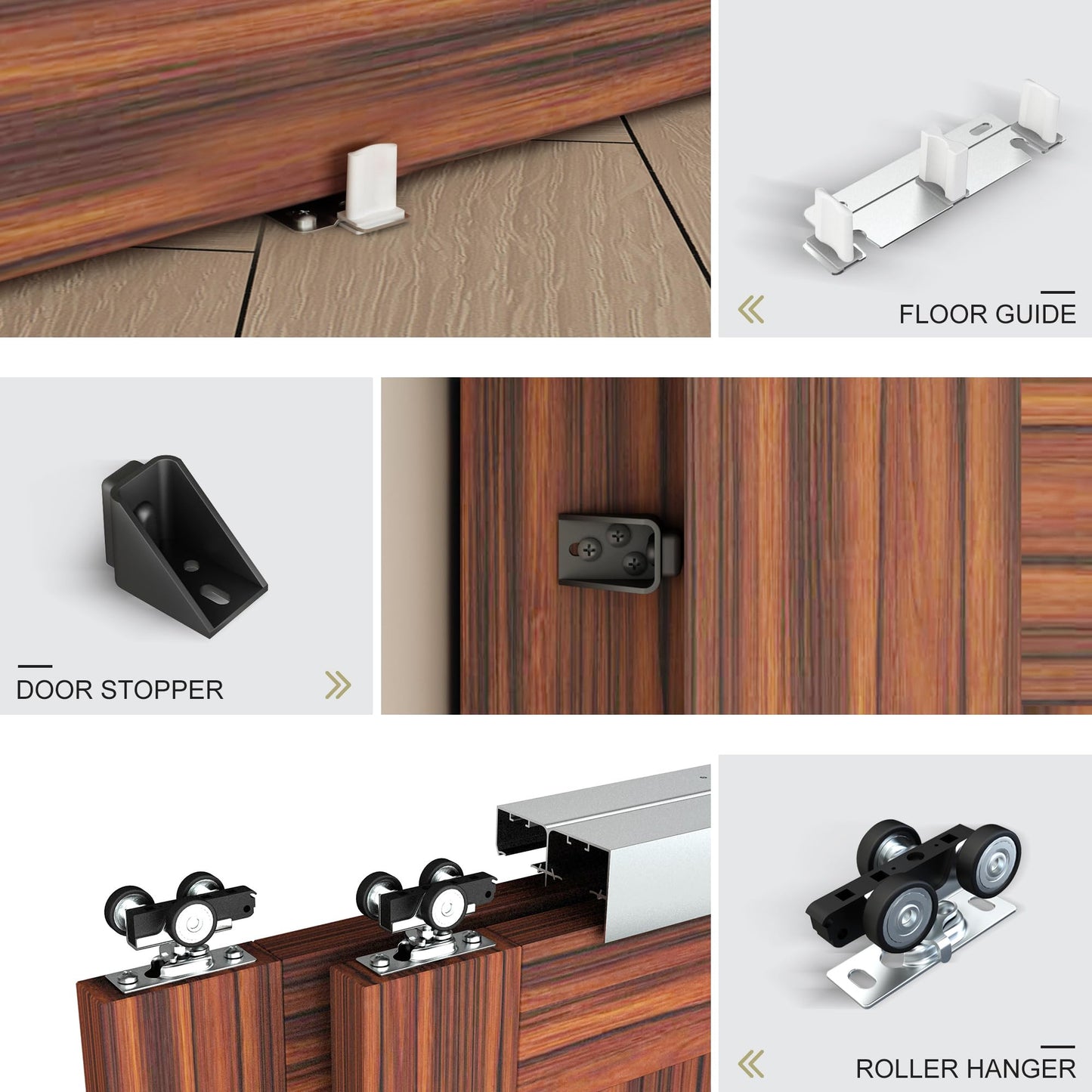 WEWORTH Heavy Duty Double Bypass Sliding Closet Door Track Kit Hardware 72”/6FT Aluminium Alloy Track Rail Set,for 2 Door System,Smoothly and Quietly,Silver