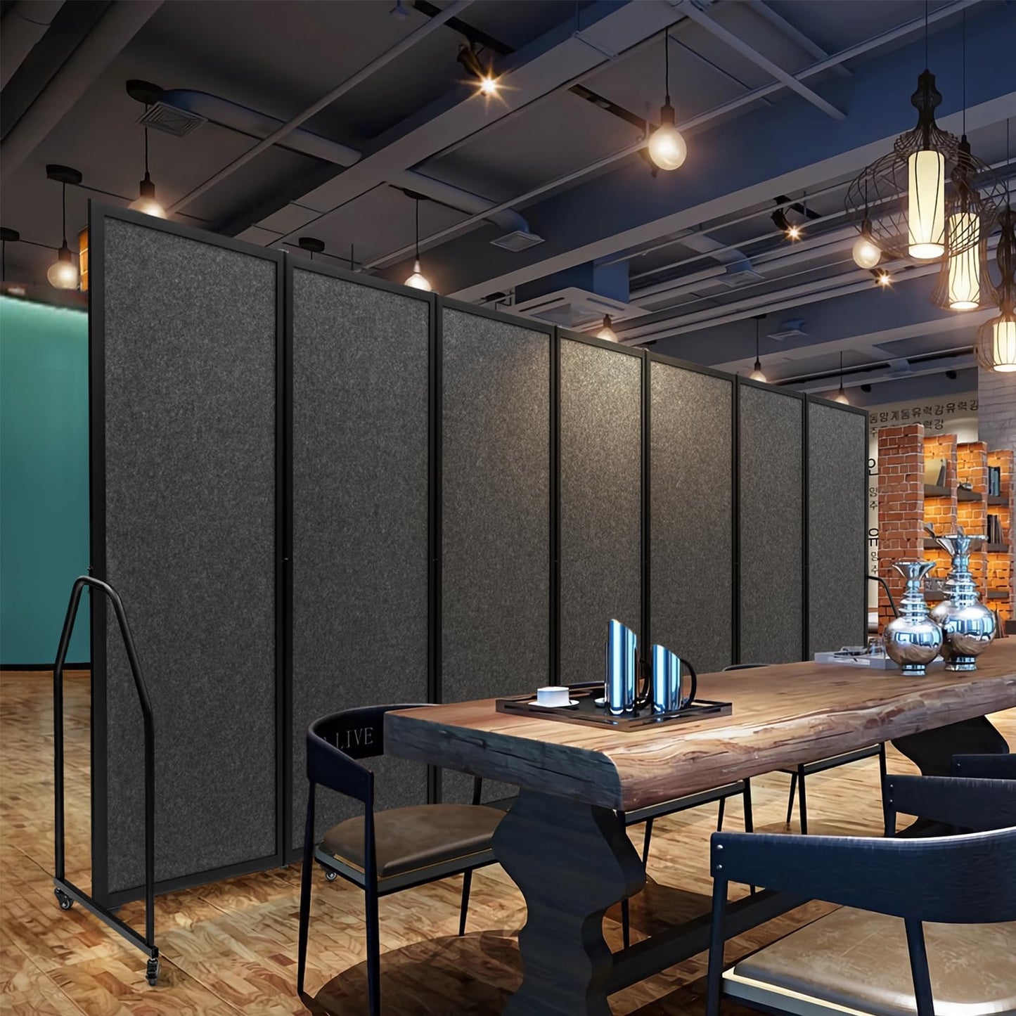 Artigwall Foldable Privacy Screens Rolling Room Partition with arms Versatile Freestanding Dividers for Hospitals Clinics Nursing Homes Offices 7 Panel, Dark Gray