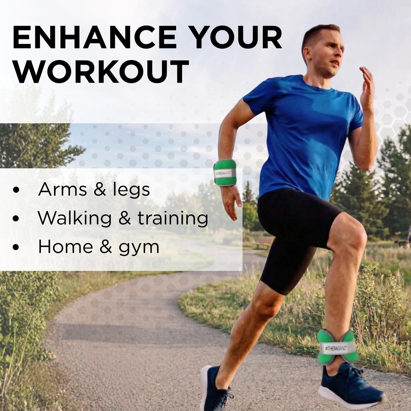 Theraband 25871 Comfort Fit Ankle & Wrist Cuff Wrap Weight Set, 1.5lbs, Green