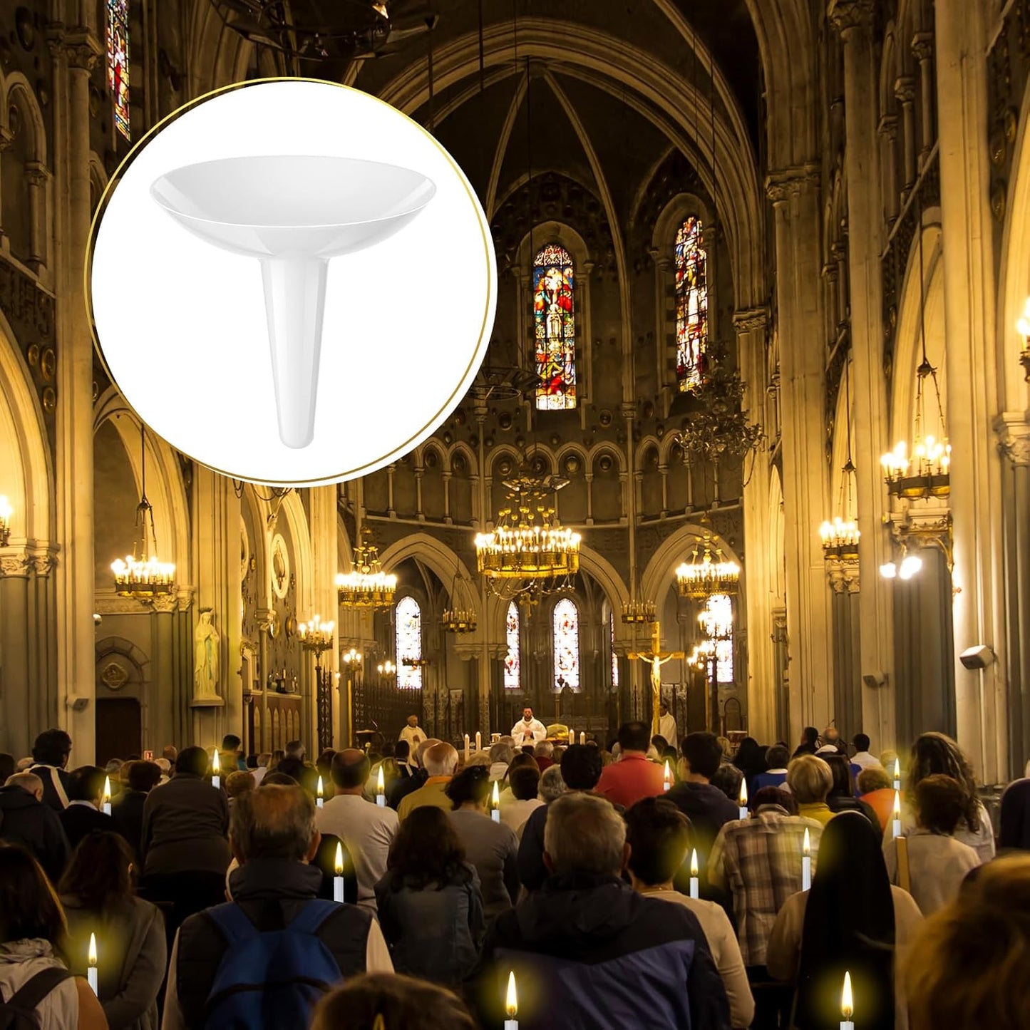 Skiennix 100 Pcs Candle Holders - Drip Protectors for Church, Vigil, Memorial & Wedding Events