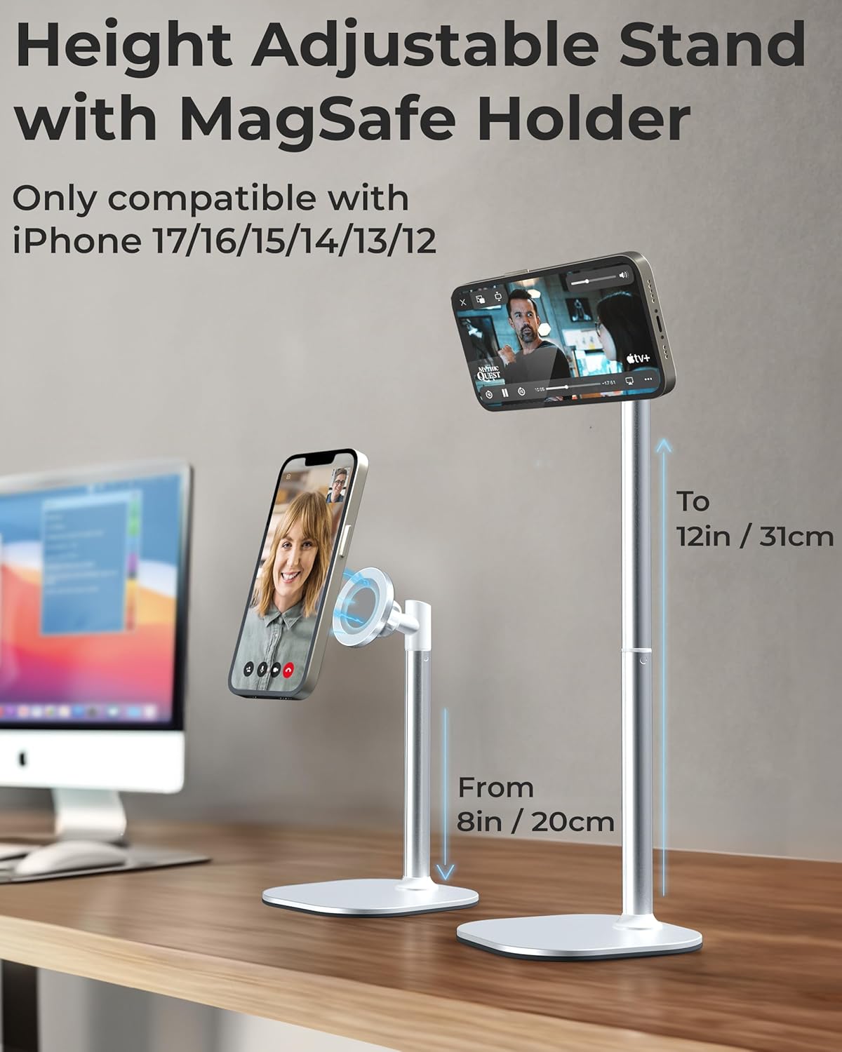 COOPER 17 16/15/14/13/12, MagStand, Adjustable Magnetic iPhone Stand for Desk & Phone Holder for Video Recording