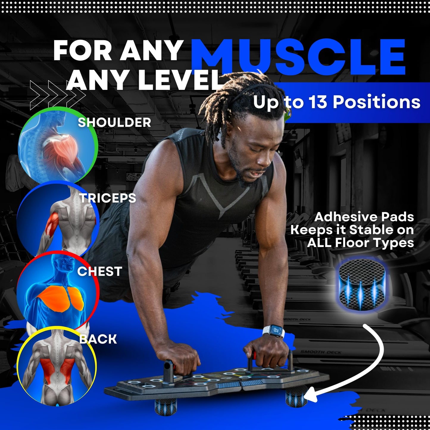 Push Up Board For Men, Push Up Board Home Gym - Portable, Joint Friendly, Fun & Motivating Home Workout Equipment with QR Code Guided Workouts - Ideal for Men, Women, Teens - L&C Exercise Essentials
