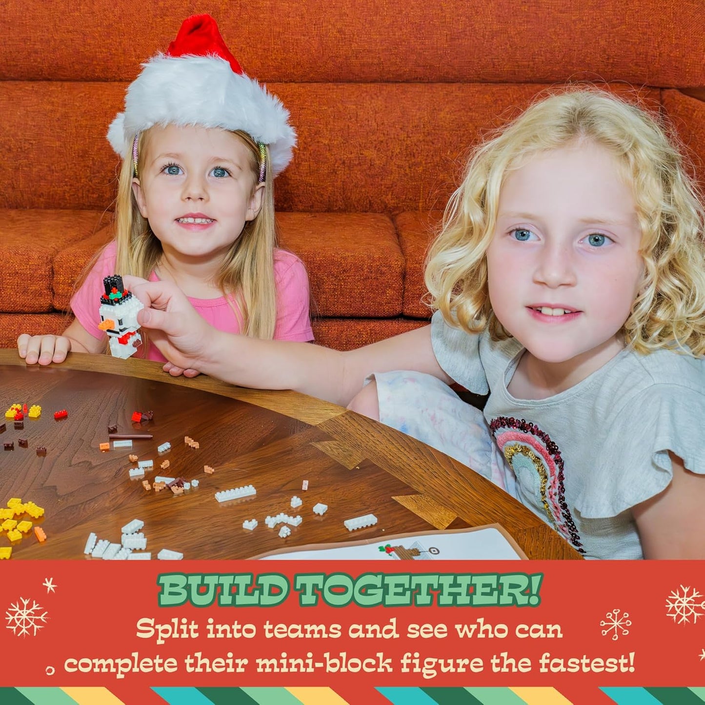 Toysmith Christmas Mini Blocks 3-Pack - Holiday-Themed STEM Building Set for Kids - Build Santa, Snowman & Reindeer