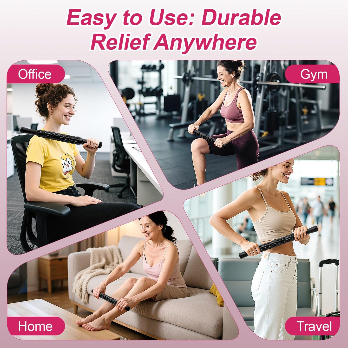 ZanLLW Massage Roller, Muscle Roller Stick, Neck Massager Roller, Therapy Stick for Legs, Calf, Thigh, Lipo Roller for Muscle Relief, Massage Rolling Pin for Trigger Points, Help Sore Muscle Recovery