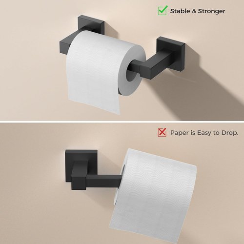 FORIOUS Toilet Paper Holder Set - Wall Mount SUS 304 Stainless Steel with Pivoting Design | Matte Black Finish
