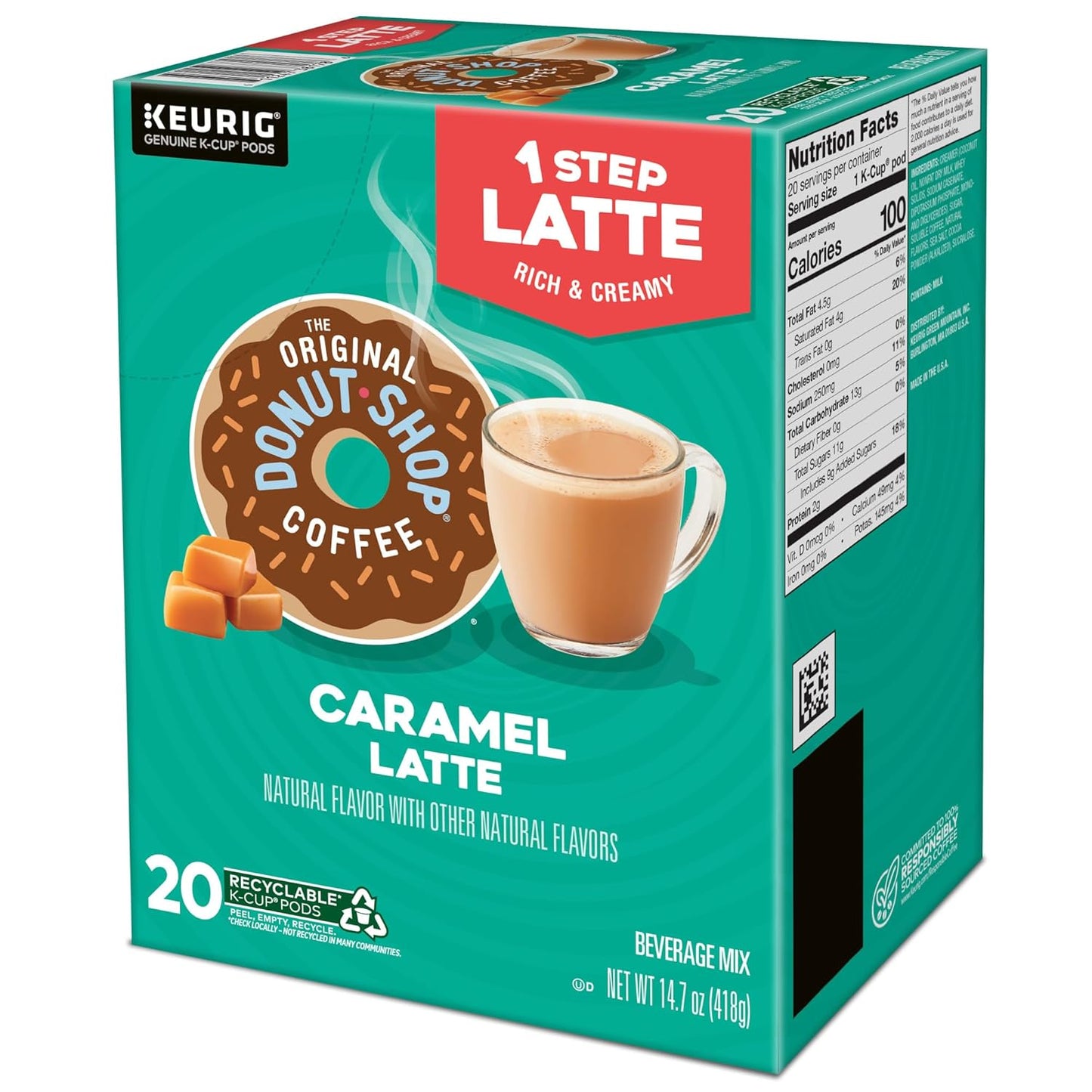 Original Donut Shop Caramel Latte K-Cup Pods - One-Step Convenience | 20 Count