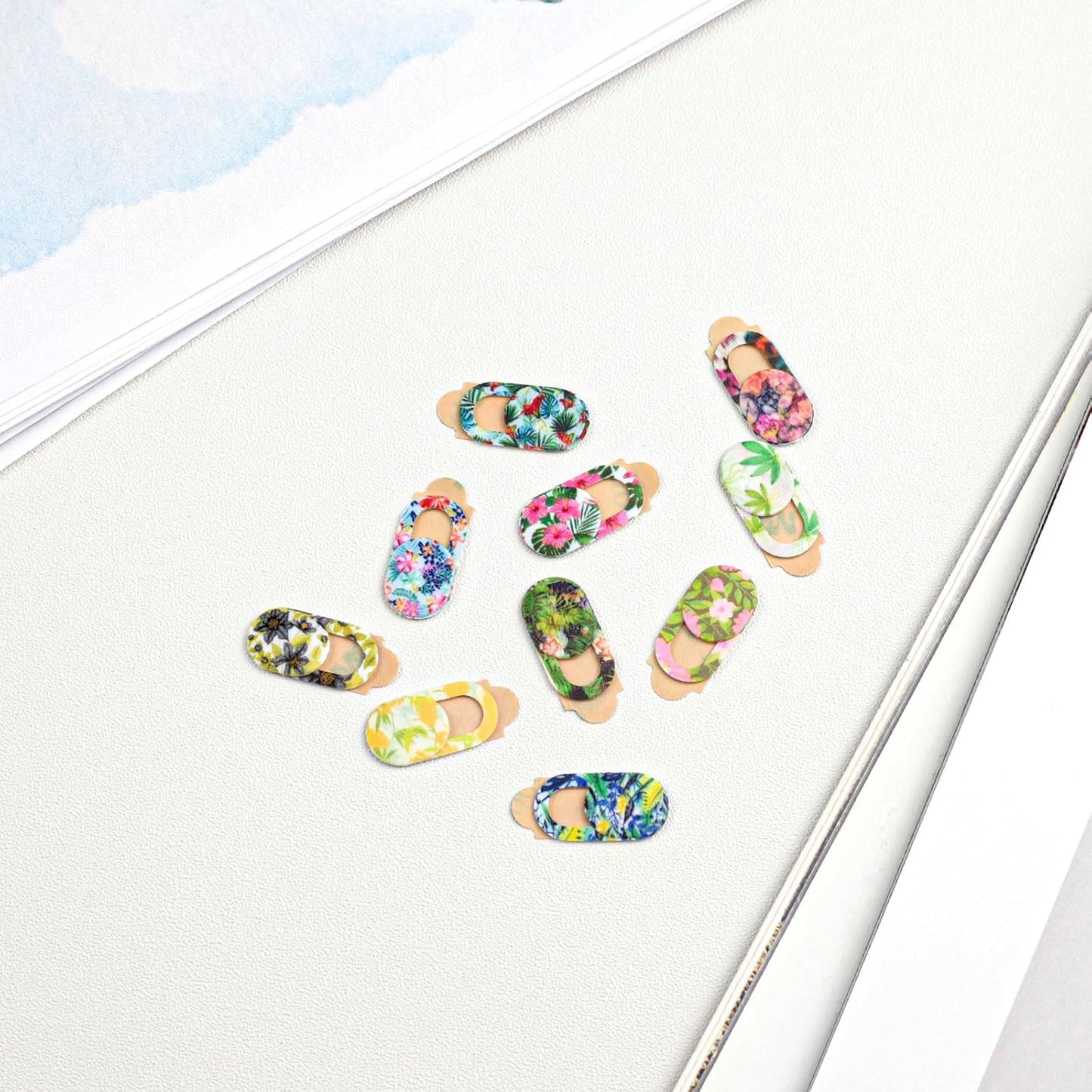 Brvlsoc 10-Pack Laptop Camera Cover Slide Cute Ultra Thin Floral Webcam Cover for iPhone, iPad, MacBook, Laptop, PC