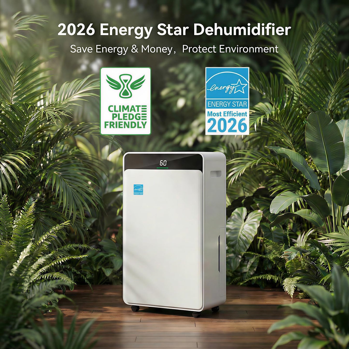 Ludatido 2026 Upgraded ENERGY STAR Dehumidifier, 80 Pint/Day, 5000 Sq.Ft for Whole Home & Basement, 1.72 Gal Tank, 35dB Quiet, Child Lock, Sleep/Fan/Dry Modes, 24H Timer & Auto Continuous Drain
