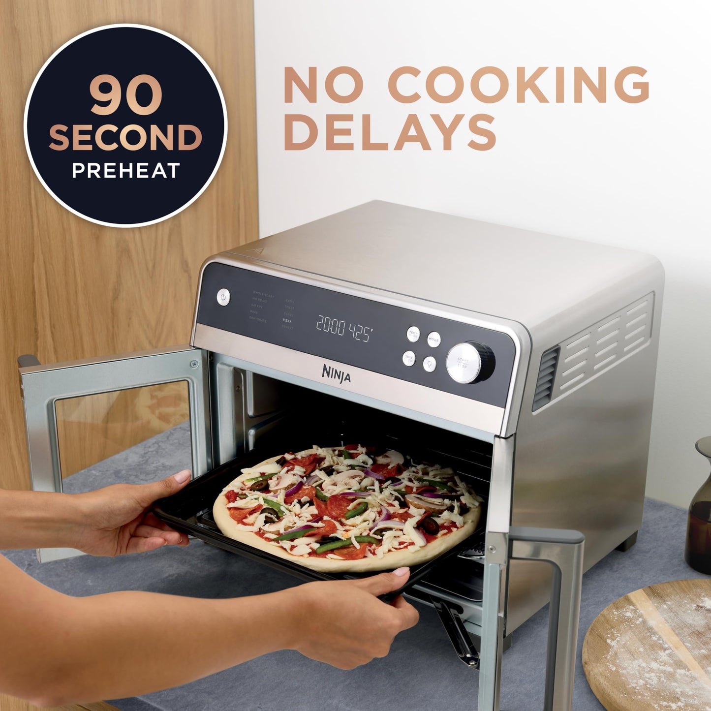 Ninja | French Door Premier Air fry Oven | 10-in-1 functions | 20.3-qt capacity | 5-qt Air Fry Basket, Sheet Pan, Wire Rack, Broil Rack | PFAS-free Cooking Surface, Dishwasher-Safe Accessories | FO101