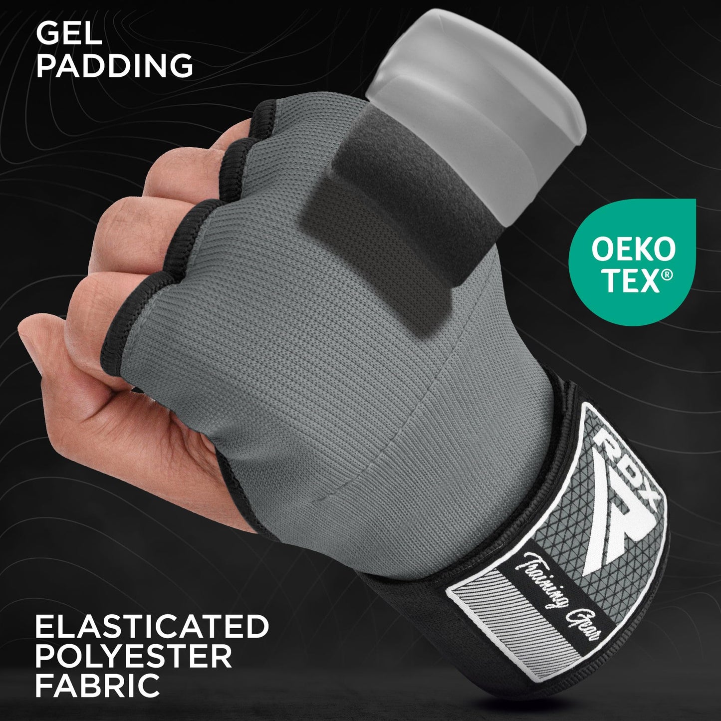 RDX Gel Boxing Hand Wraps Inner Gloves Men Women, Quick 100cm Long Wrist Straps, Elasticated Padded Fist Under Mitts Protection, Muay Thai MMA Kickboxing Martial Arts