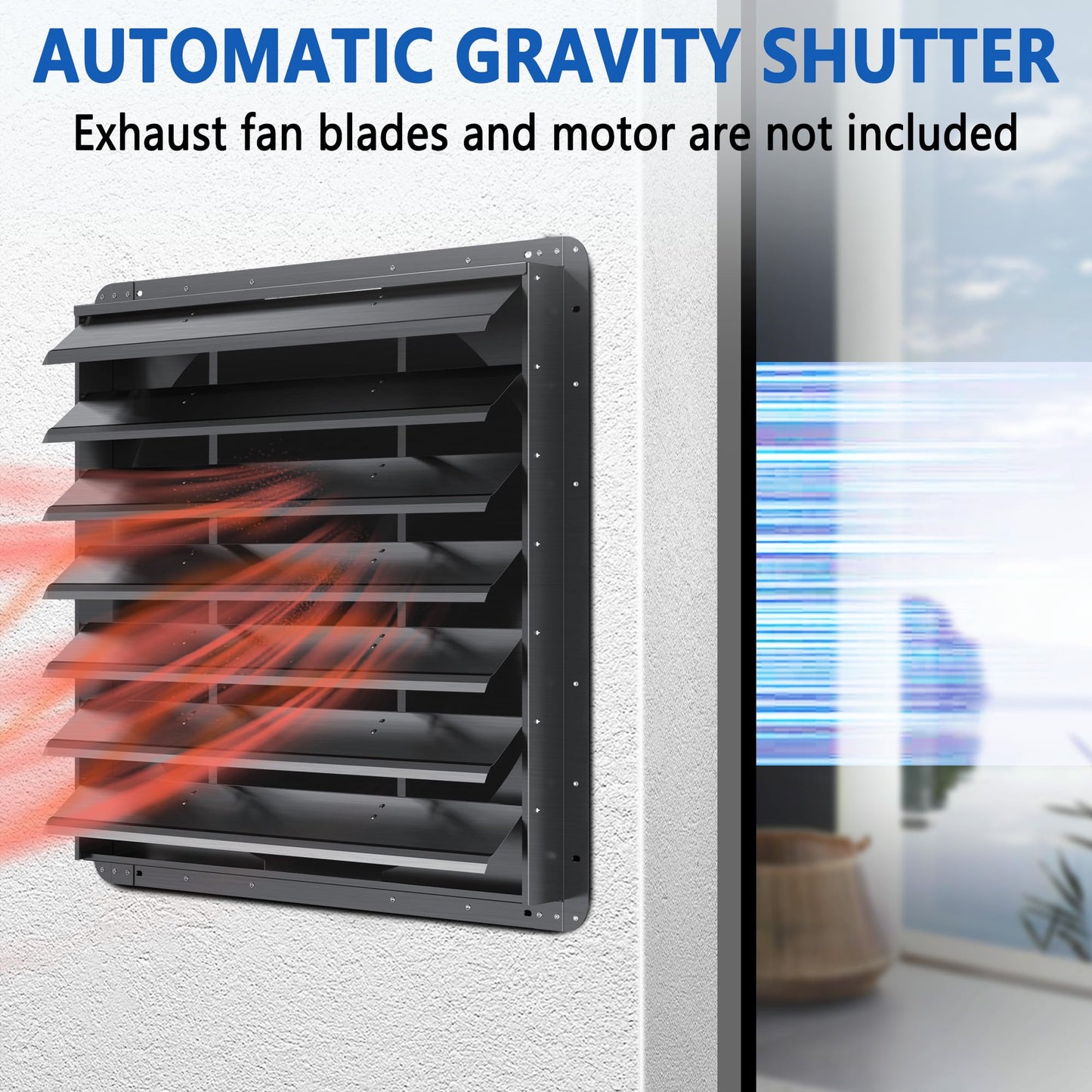 30 Inch Galvanized Sheet Spraying Automatic Exhaust Shutter Louver Vent (No Fan Blades and Motor) for Home Attics, Workshops, Barn, Greenhouse