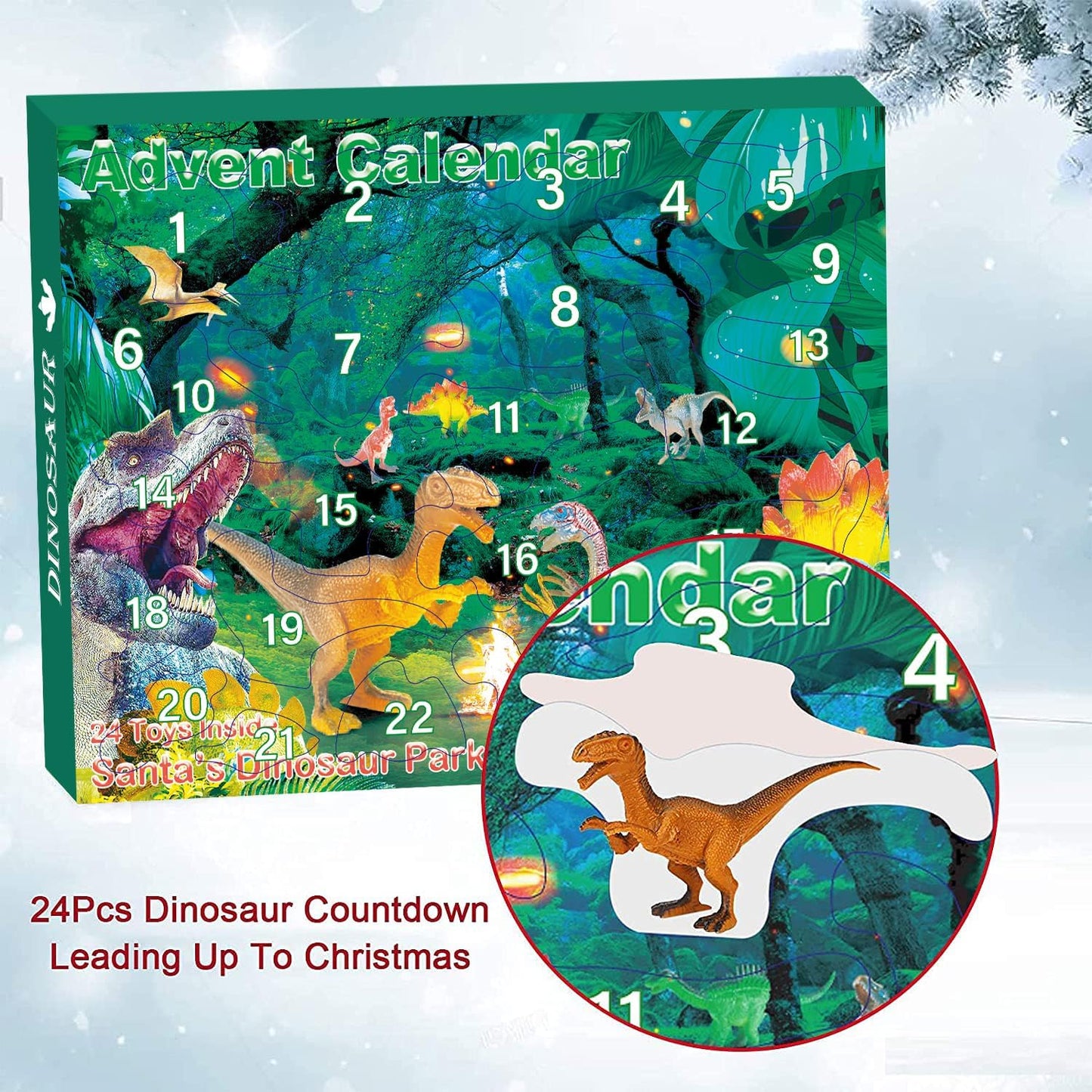 Realistic Dinosaur Figurine Advent Calendar 2025 - 24-Day Countdown Christmas Gift for Kids