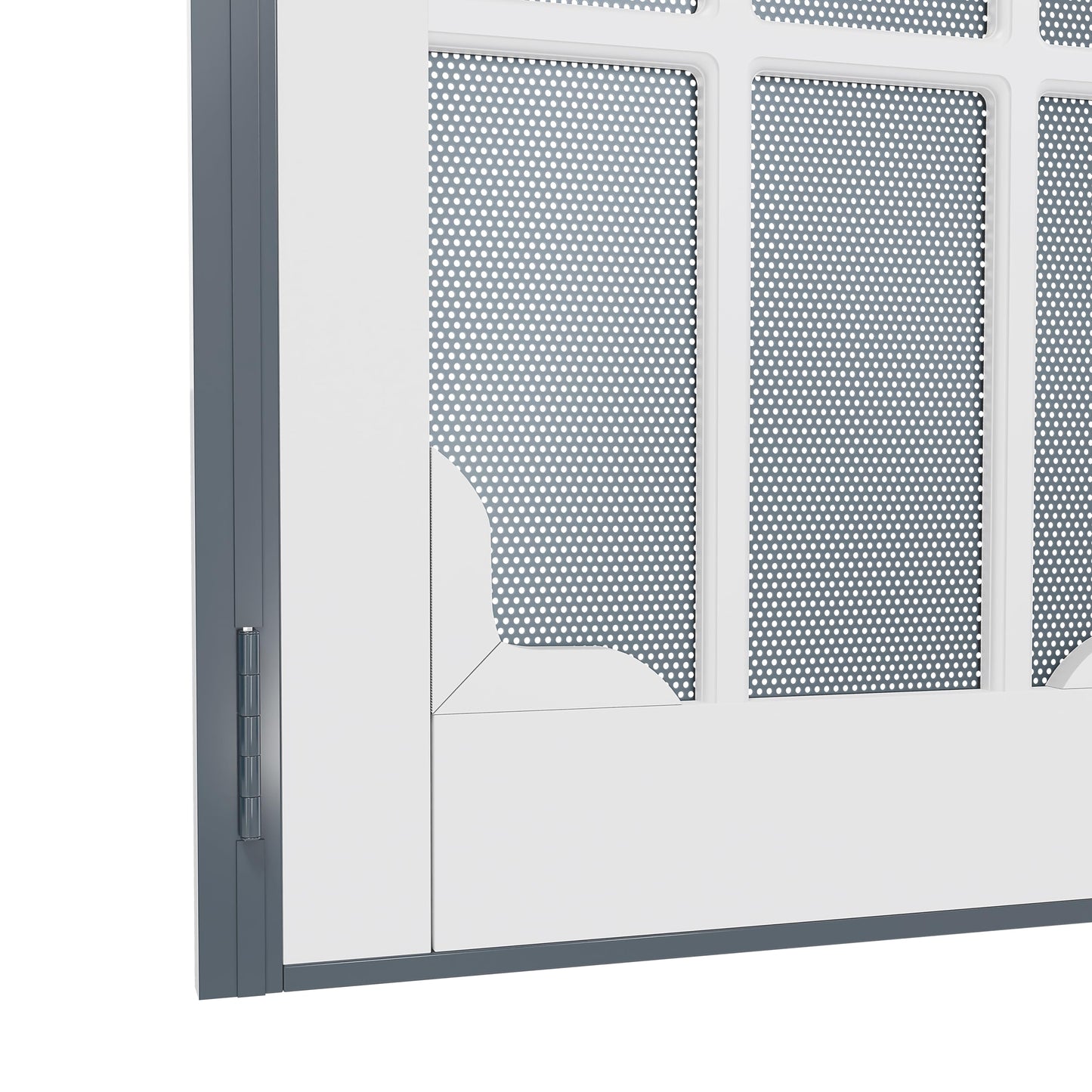 Lakenyon Steel Security Door, 32" x 80" Screen-Style Exterior Door, Electrophoretic E-Coated Steel & White Pine Wood Construction, Non-Handed, Bronze