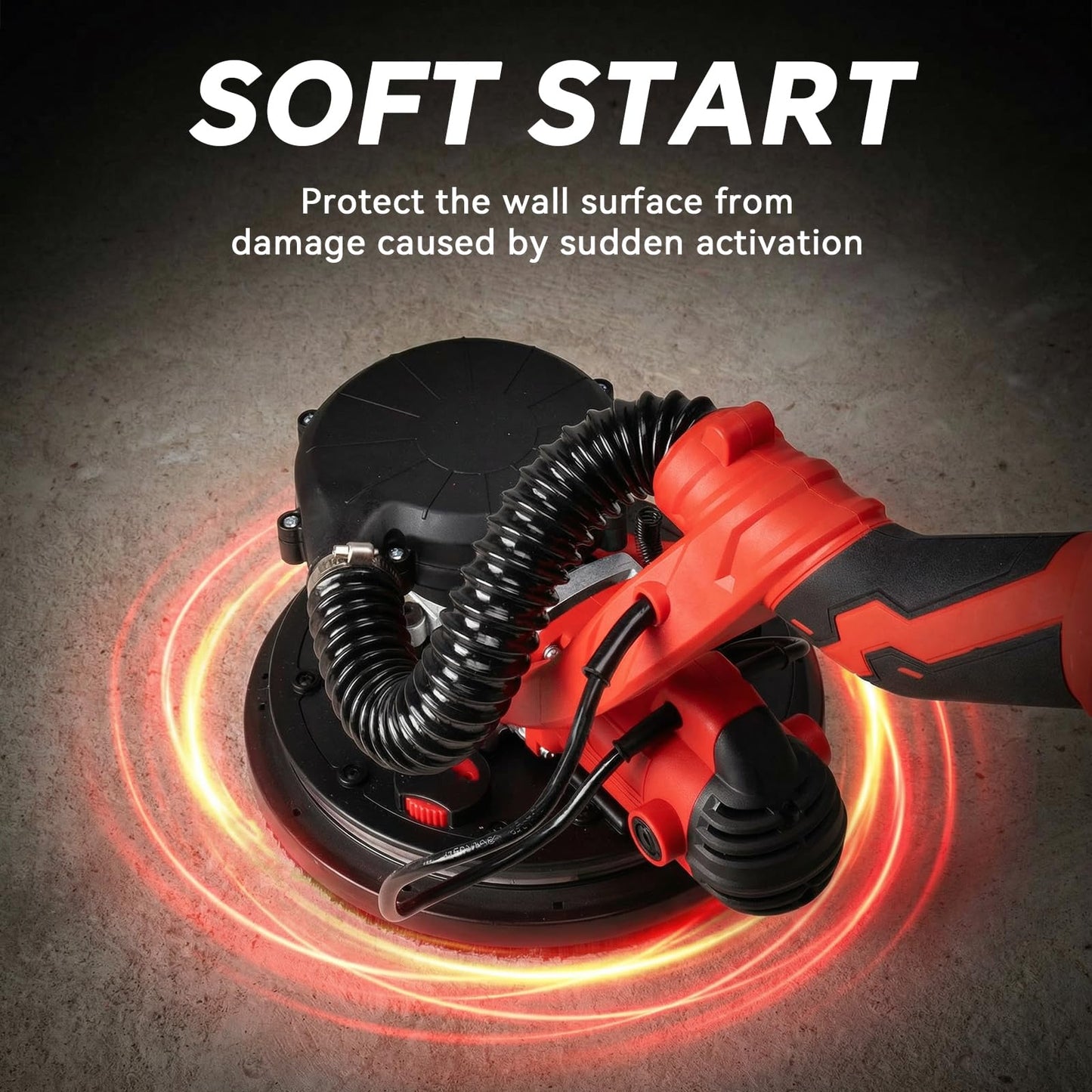 AEROPRO Tools Electric Drywall Sander 800W with Vacuum Dust Collection, Popcorn Ceiling Remover, 800-1800RPM, Soft Start, LED Light, Foldable & Extendable Handle, 12 Sanding Discs & 1 Polishing Pad